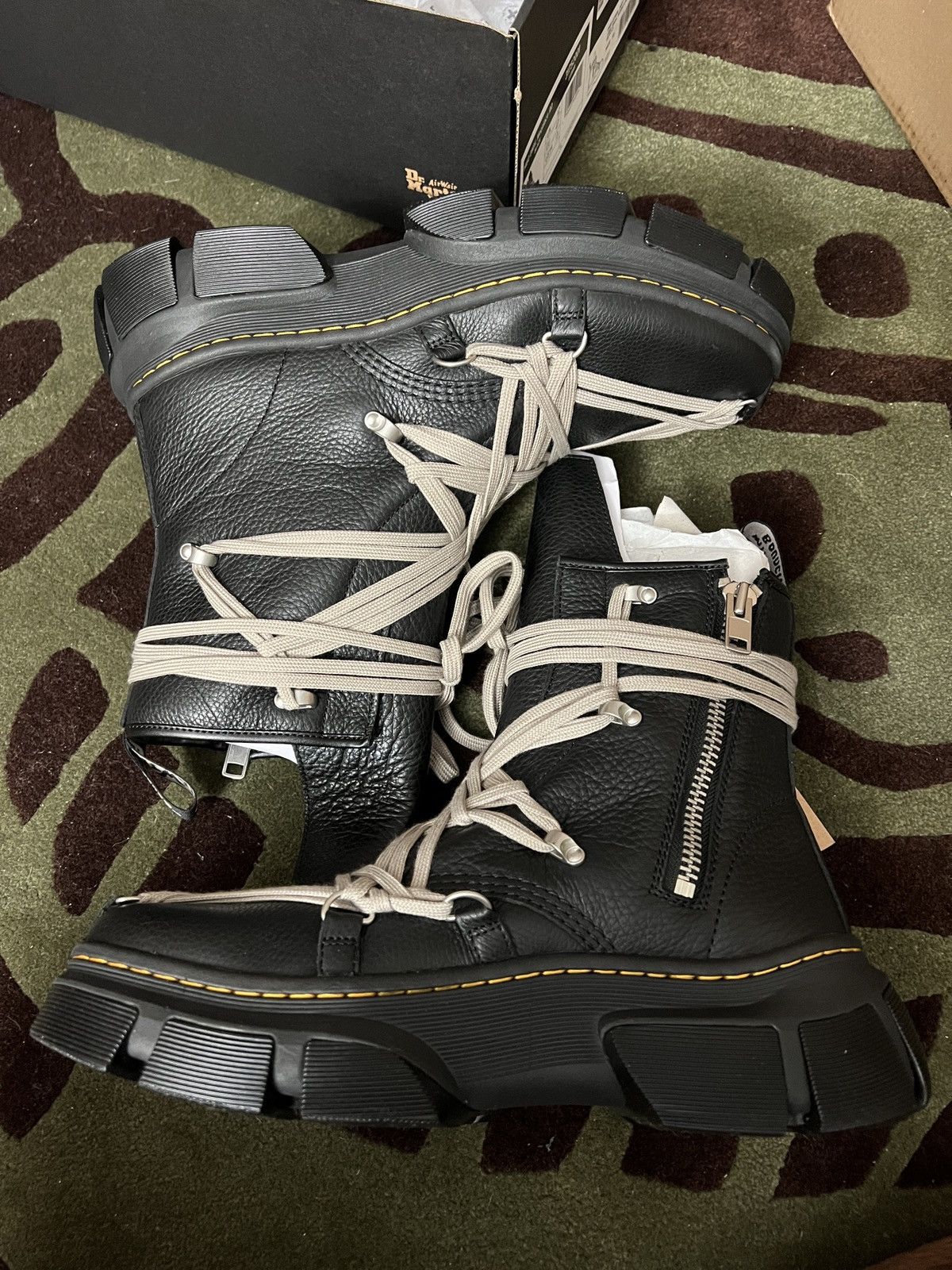 image of Dr Martens x Rick Owens New Rick Owens X Dr Marten 1460 Dmxl Megalace Us Size 13 Shoes in Black