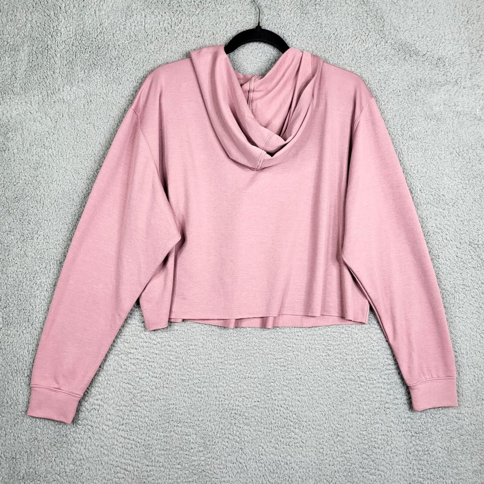 Express EXPRESS Women's Hoodie Cropped Lightweight Pink Tie Neck Crew Neck Long Sleeve Size M Size M / US 6-8 / IT 42-44 - 6 Thumbnail