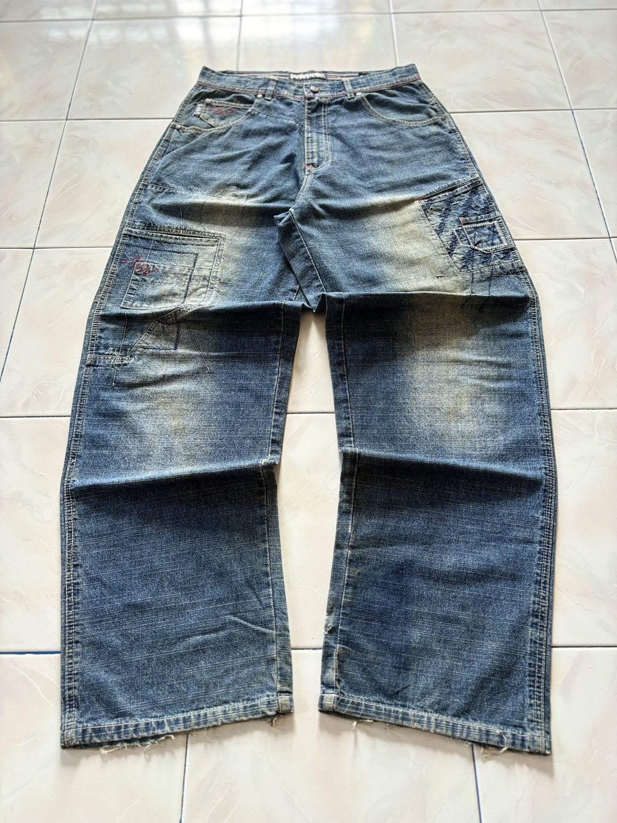 Pelle Pelle Pelle Pelle Mud Wash Baggy Patchwork Denim Jeans Size US 32 / EU 48 - 1 Thumbnail