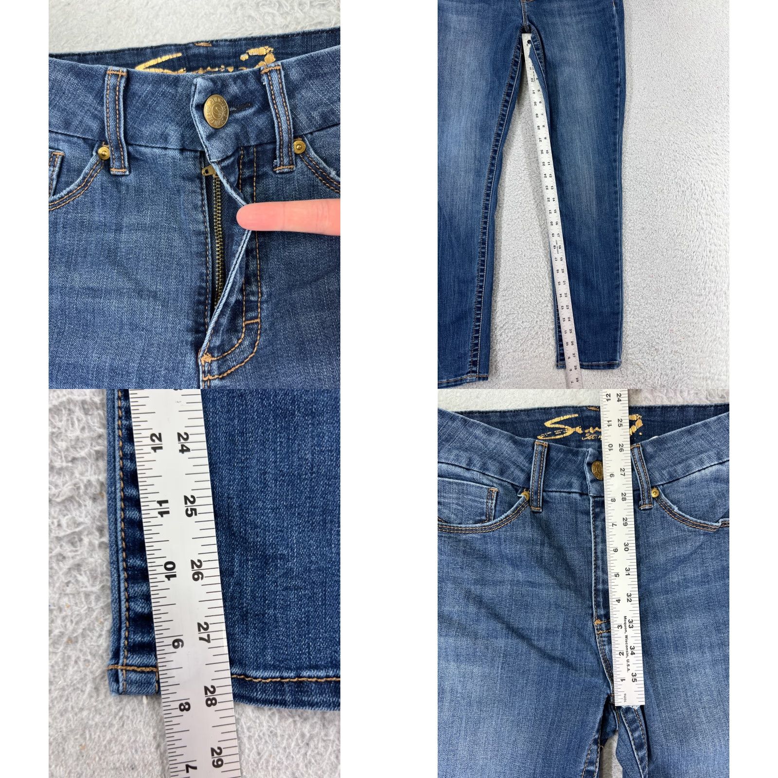 Vintage VINTAGE Seven7 Jeans Women 8 Blue Denim Tummyless Mid Rise Skinny Cotton Blend Jeans Women 8 Blue Distressed 5-Pocket Design Modern Fit Size 30" / US 8 / IT 44 - 8 Thumbnail