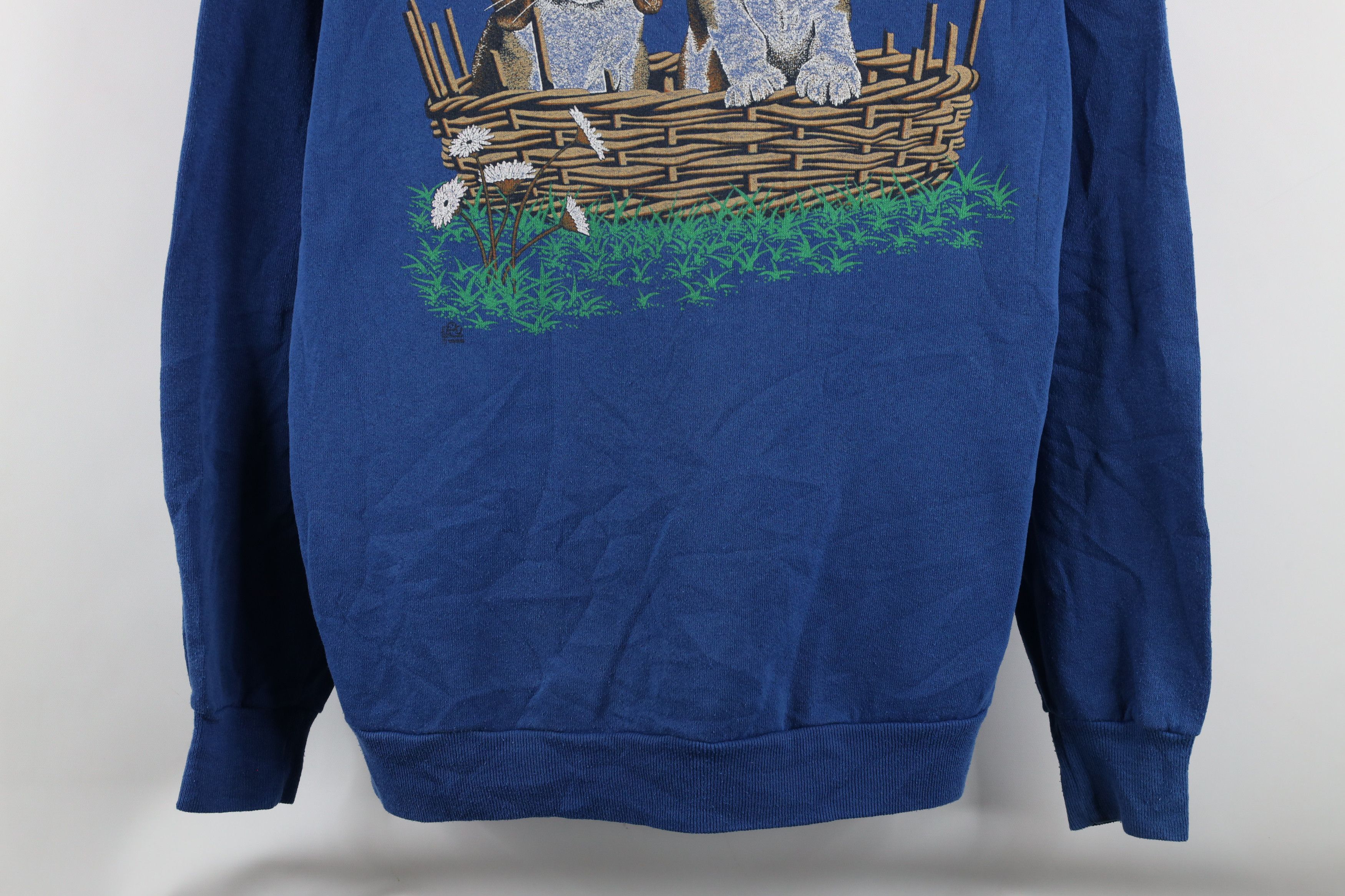 Vintage Vintage 90s Streetwear Dog Puppy Nature Sweatshirt Blue USA Size XL / US 12-14 / IT 48-50 - 3 Thumbnail