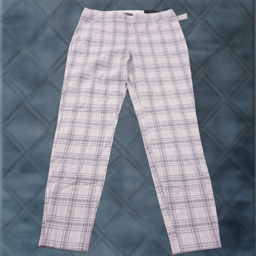 Vintage Maurices Ankle Pants Womens Medium Purple Plaid Pull On Skinny 30x28 New Size 32" / US 10 / IT 46 - 1 Thumbnail