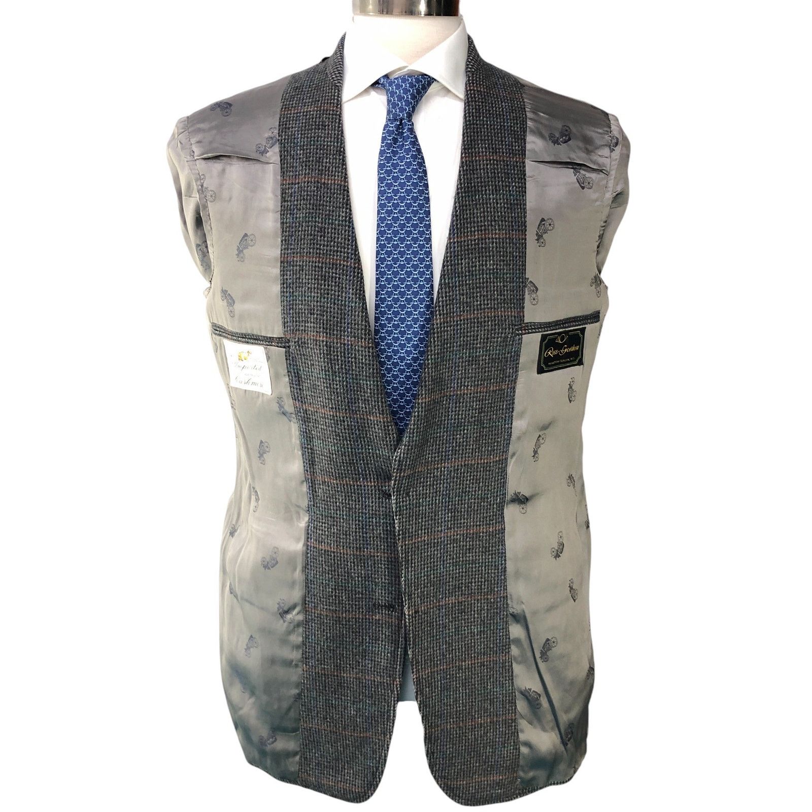 Other Bespoke Mens Size 40L Sport Coat Cashmere Windowpane Vintage Size 40L - 13 Thumbnail