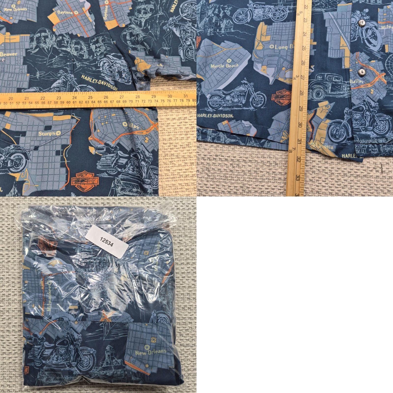 Harley Davidson Harley-Davidson Button Up Shirt Mens 3XL Blue Map Motorcycle Short Sleeve Size US XXL / EU 58 / 5 - 9 Thumbnail