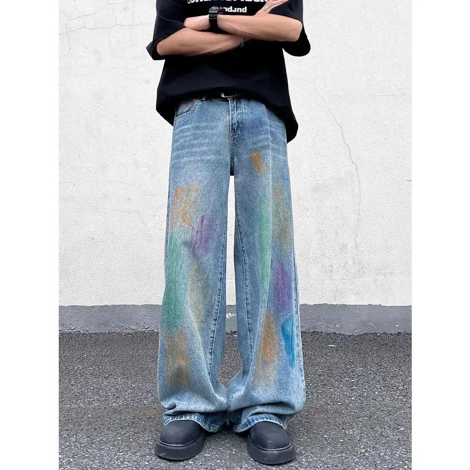 Japanese Brand Retro loose wide leg graffiti jeans Size US 30 / EU 46 - 5 Thumbnail