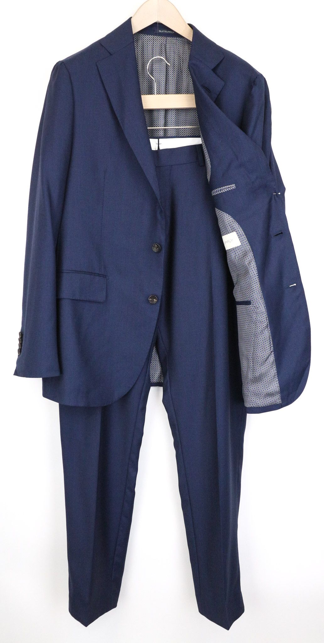 Suitsupply LA SPALLA UK44R Blue Wool Pleated 2 Piece Suit 75829 Size 44R - 1 Thumbnail