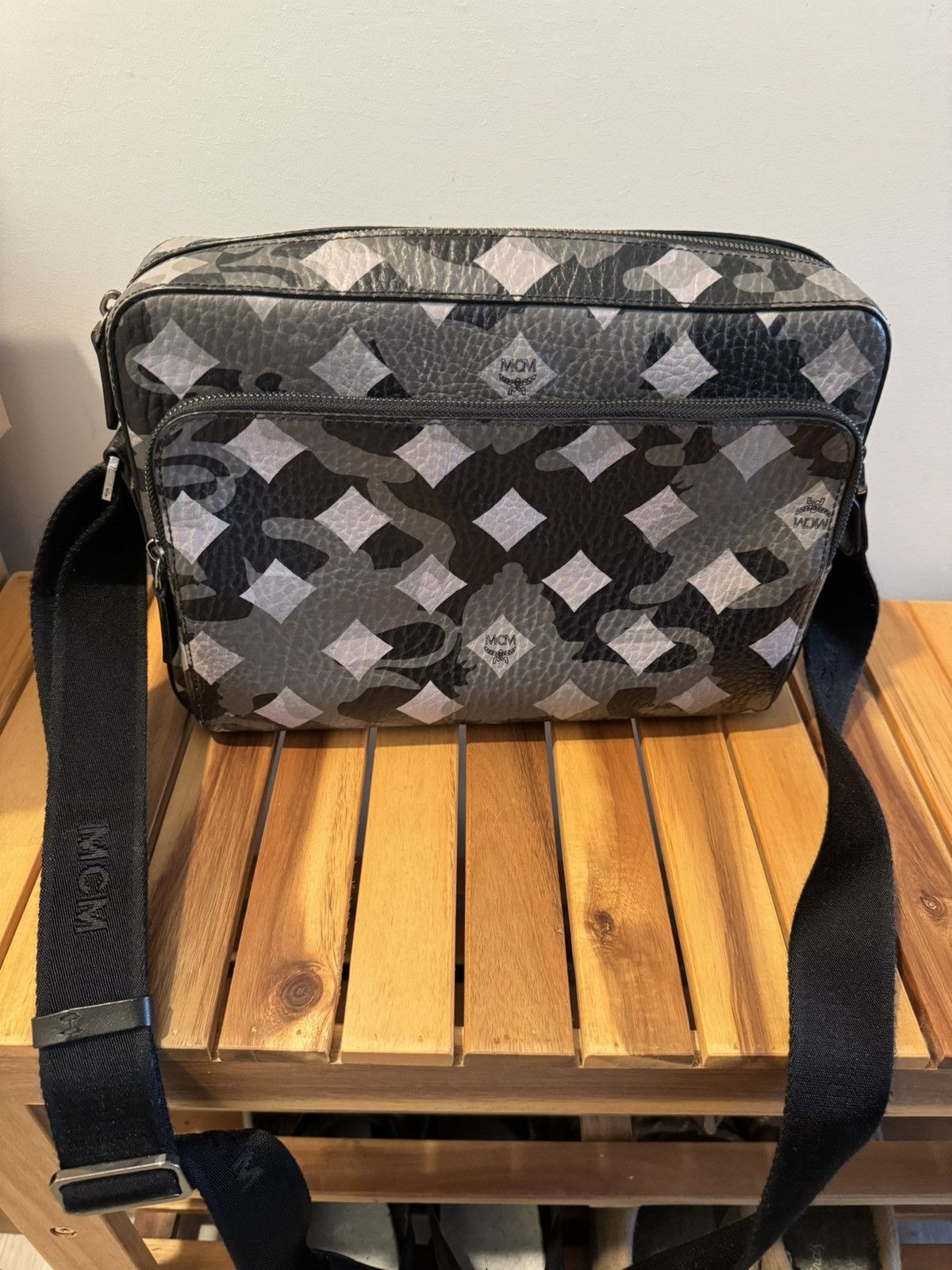 image of MCM Messenger Bag in Grey, Men's
