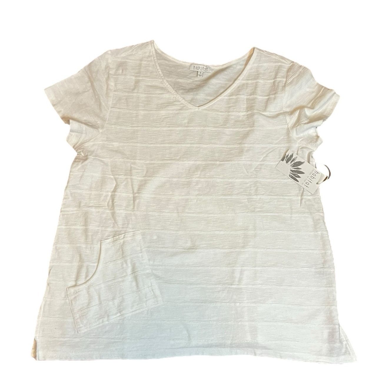 Habitat Habitat Textured Short Sleeve White VNeck TShirt with pocket Size M / US 6-8 / IT 42-44 - 1 Thumbnail