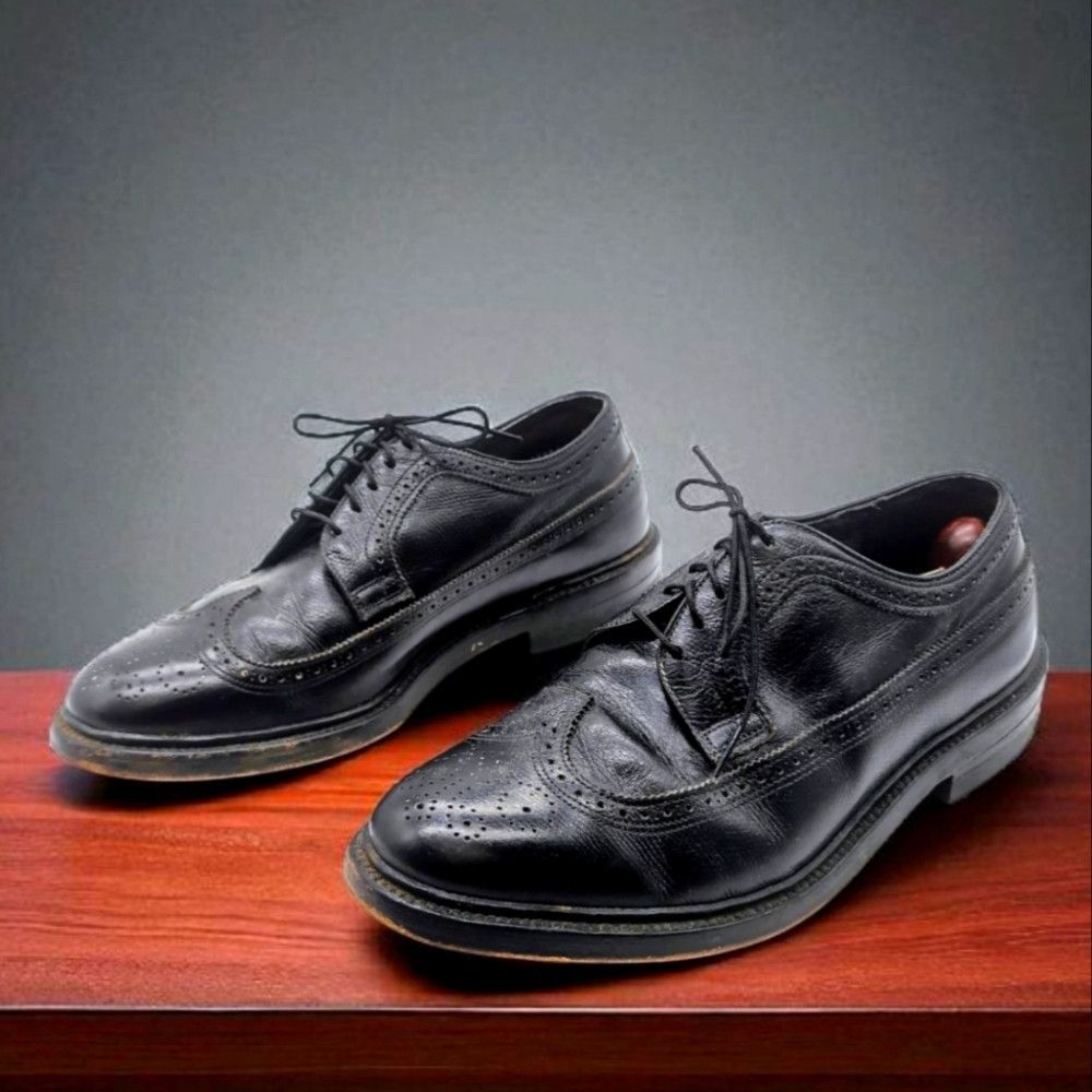 Other O'Sullivan Sz 9 Classic Wingtip Black Leather Men's Dress S Size US 9 / EU 42 - 1 Thumbnail