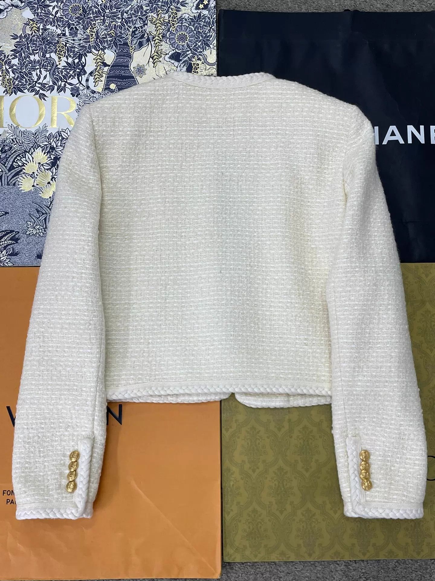 Celine Celine White Gold Button Two-Pocket Woven Classic Jacket 38 Size XS / US 0-2 / IT 36-38 - 3 Thumbnail