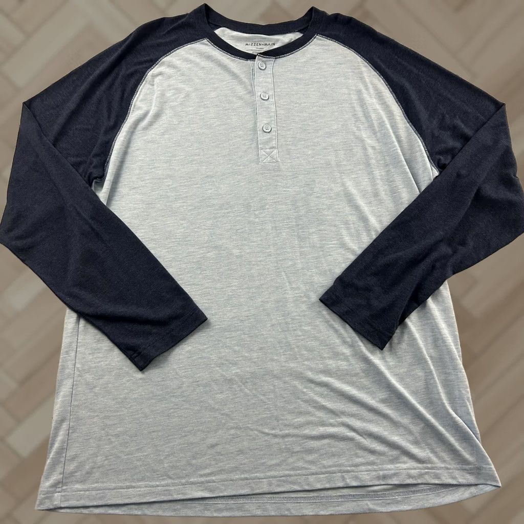 Mizzen+Main Mizzen + Main Long Sleeve Button Front Henley Shirt Men's 2XL Blue Size US XXL / EU 58 / 5 - 1 Thumbnail