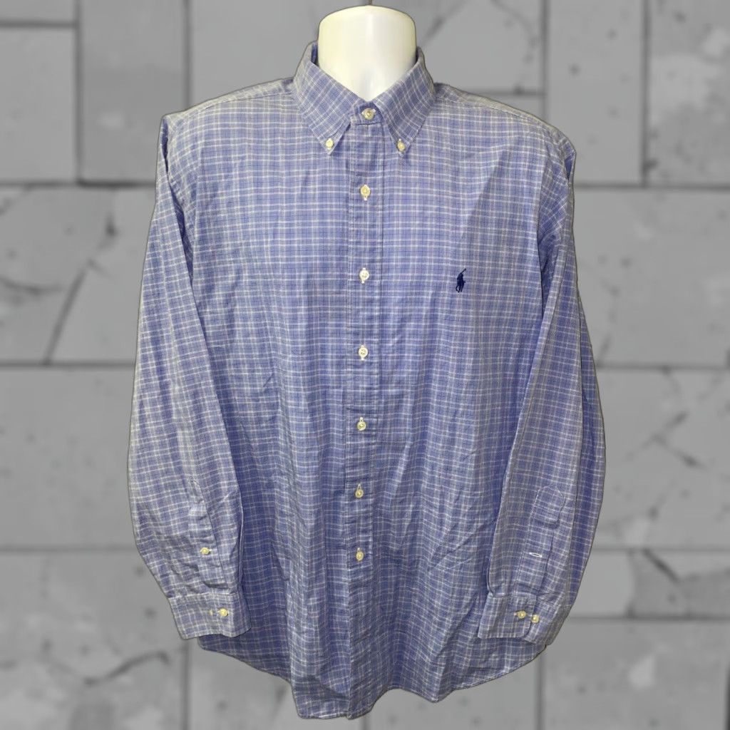 Ralph Lauren Ralph Lauren Yarmouth Mens Blue Long Sleeve Button Front Shirt Size 17 Plaids & Checks Size US XL / EU 56 / 4 - 1 Thumbnail