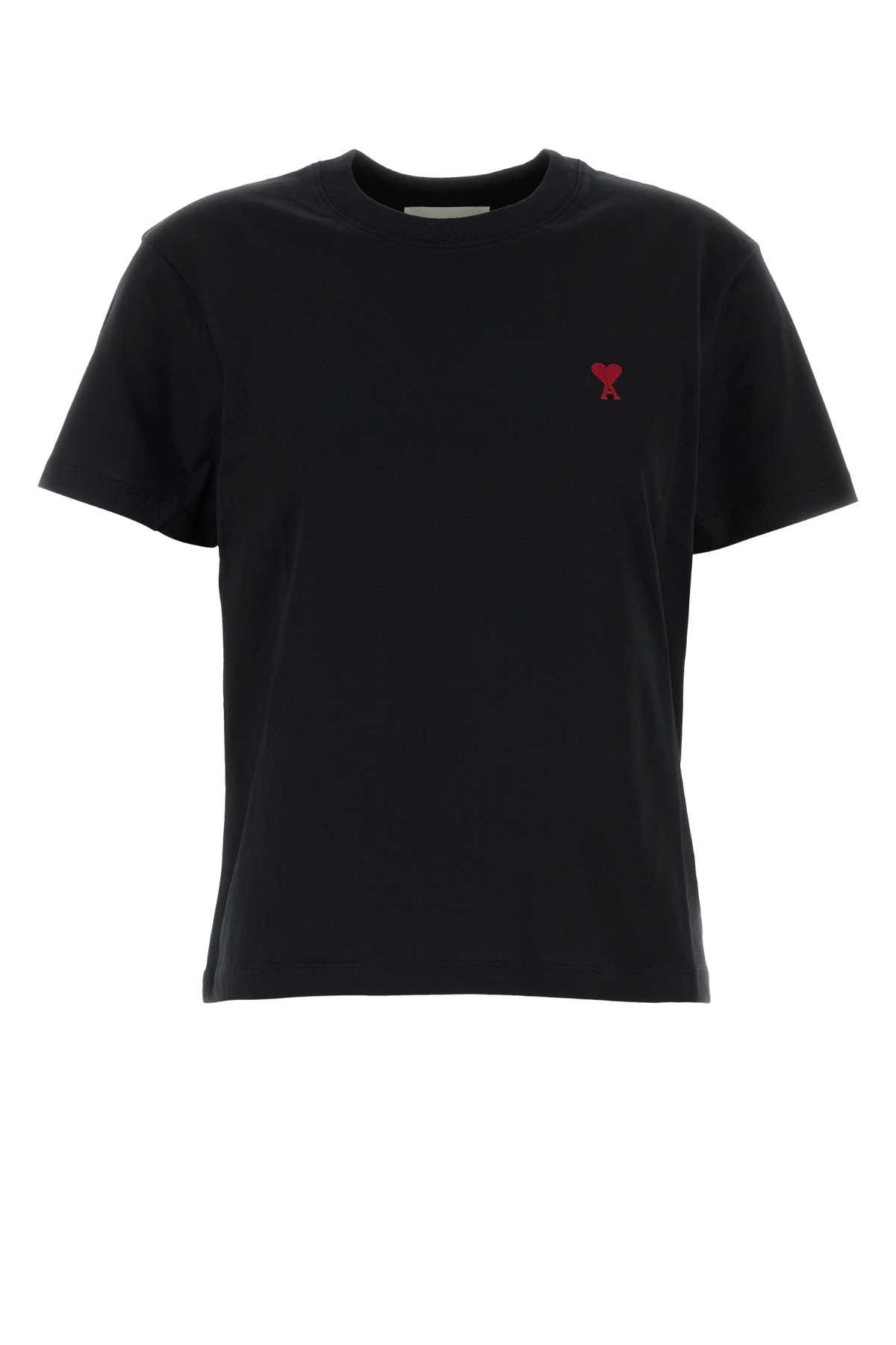 AMI Black Cotton T-Shirt Size L / US 10 / IT 46 - 1 Thumbnail