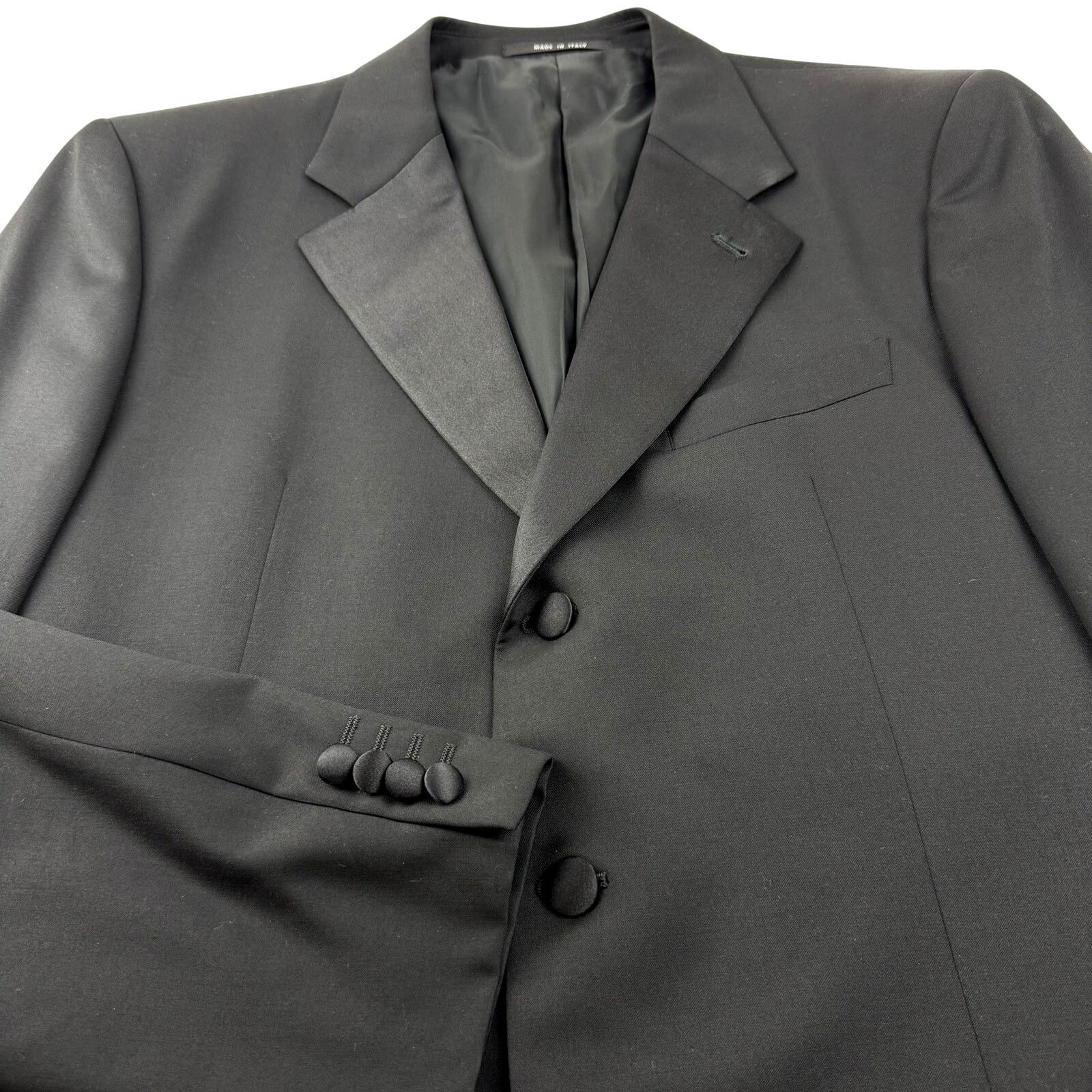Armani Collezioni Armani Collezioni Vintage Black Wool Tuxedo Suit Jacket 42R Size 42R - 2 Thumbnail