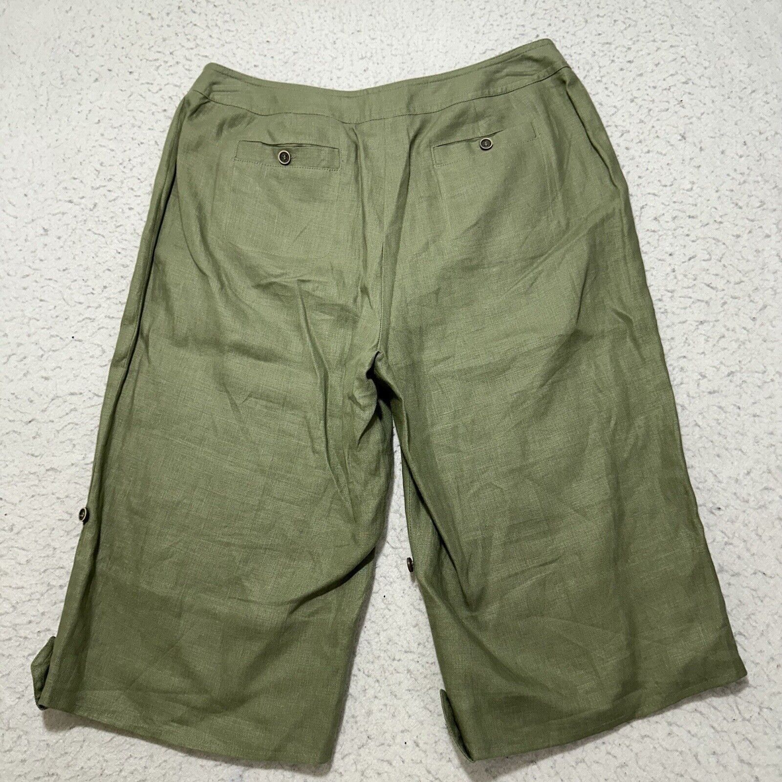 Other Style & Co 6 Pure Linen Green Straight Leg Capri Pants Size 28" / US 6 / IT 42 - 7 Thumbnail