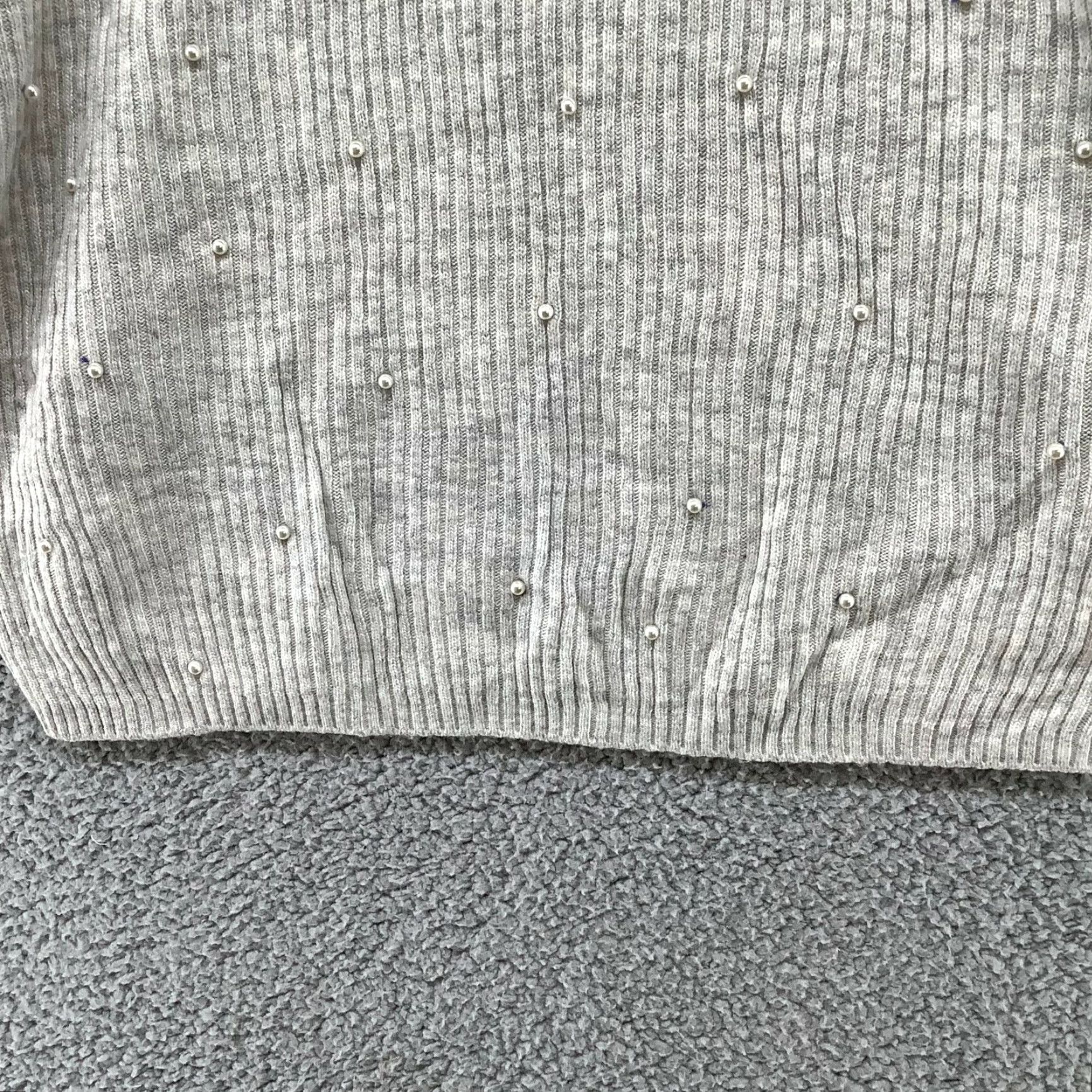 Vintage Bonita Ribbed Pearl Sweater Womens M Wool Blend Gray Boat Neck Pullover Size M / US 6-8 / IT 42-44 - 3 Thumbnail
