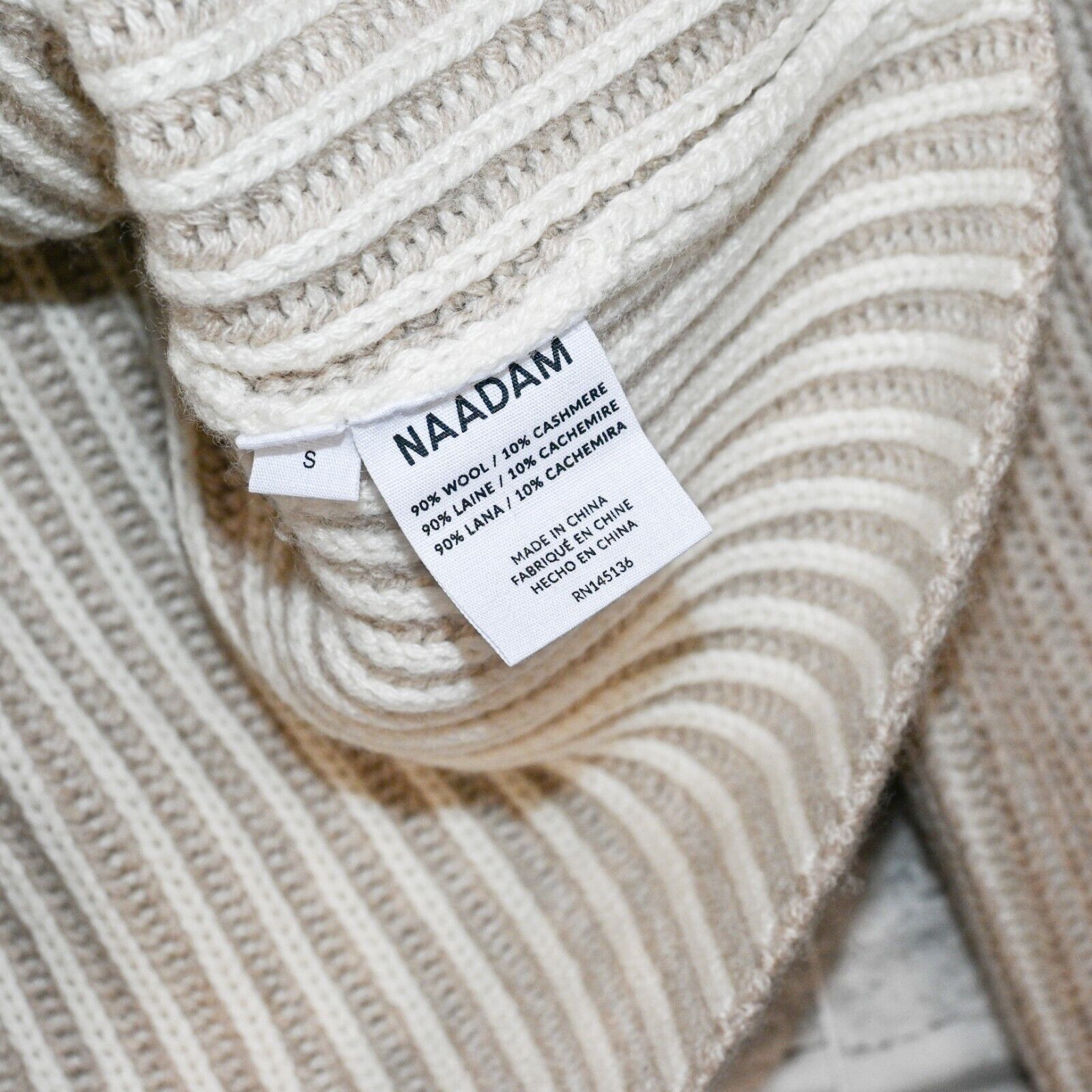 NAADAM NAADAM Women's Cashmiro Ribbed Crewneck Sweater in Oatmeal Size S / US 4 / IT 40 - 8 Thumbnail