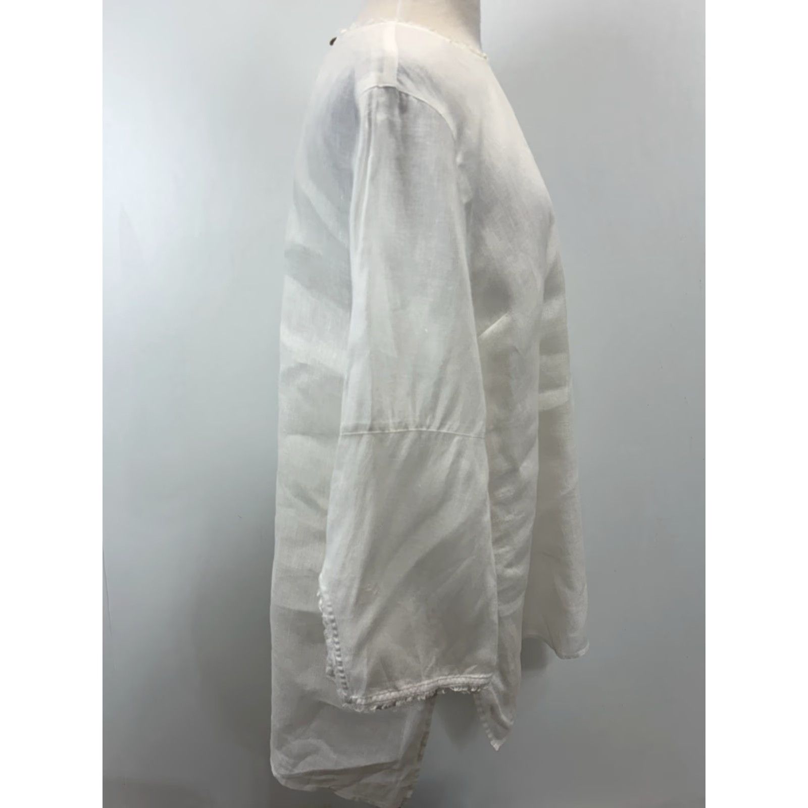 J. Jill J. Jill Love Linen Tunic Women's XL Tall White Long Sleeve Blouse Lagenlook Casual Size XL / US 12-14 / IT 48-50 - 4 Thumbnail