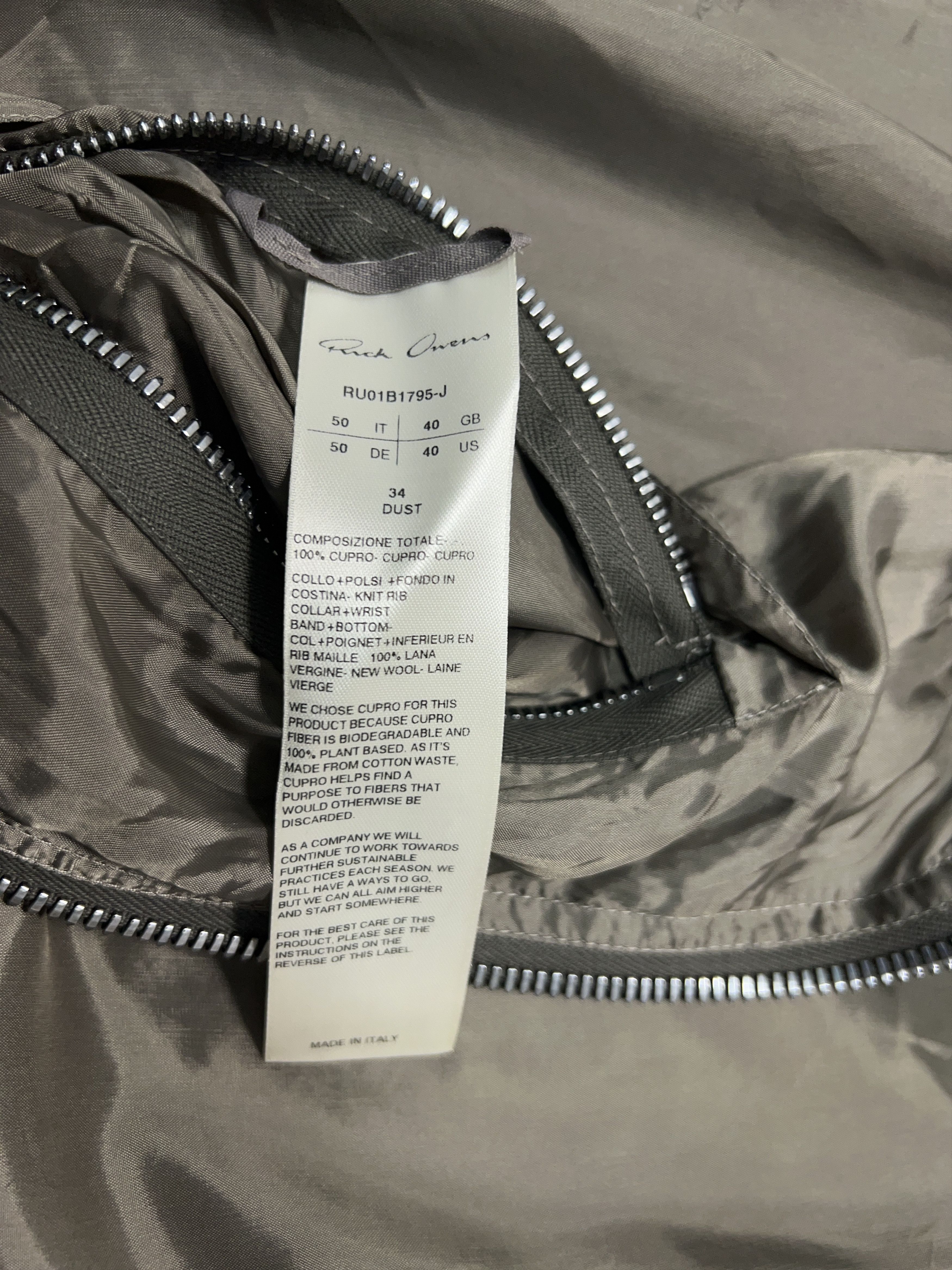 Rick Owens NWT Mens Jumbo Peter Flight Bomber Nylon Jacket Size 40 50 M Size US M / EU 48-50 / 2 - 18 Thumbnail