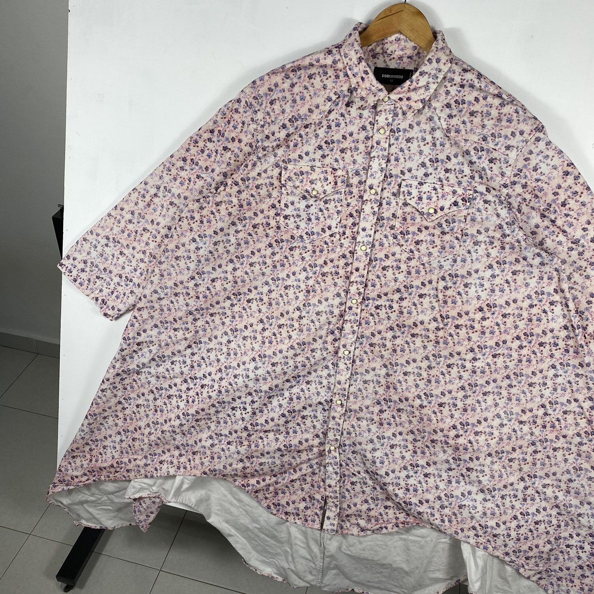 Dsquared2 A/W 2017 DSQUARED2 FLOWER FLORAL PATTERN WESTERN LONG SHIRT Size US L / EU 52-54 / 3 - 6 Thumbnail