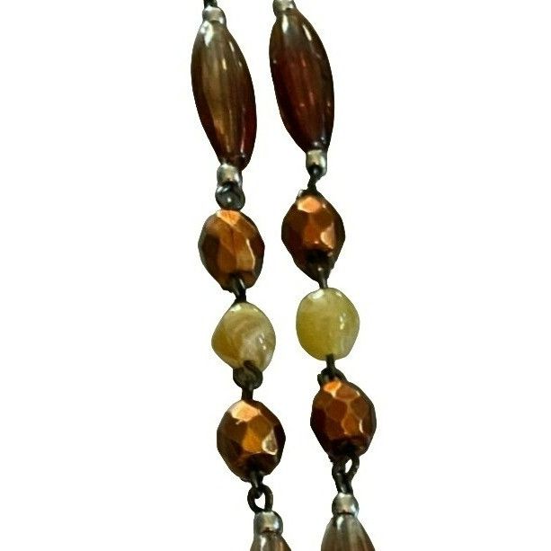 Other Vintage Avon signed N.R. Nina Ricci Yellow & Brown Beaded Ne Size ONE SIZE - 6 Thumbnail