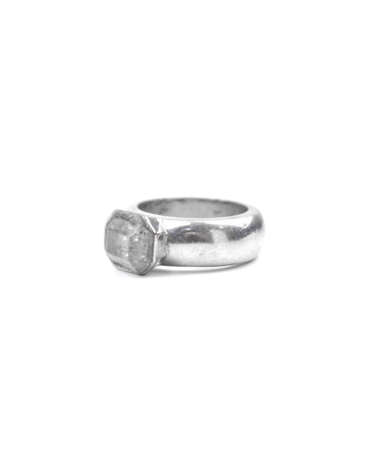 Vintage 2000S JAPANESE MADE CHUNKY RING WITH CLEAR HEXAGON STONE Size ONE SIZE - 3 Thumbnail