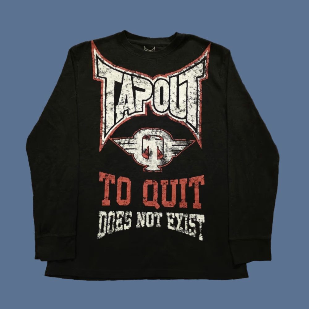 Tapout Tapout Y2K Long Sleeve Thermal Muscle Shirt Black XL Mens Crew Neck Graphic Print Slim Fit T-Shirt Size US XL / EU 56 / 4 - 1 Thumbnail