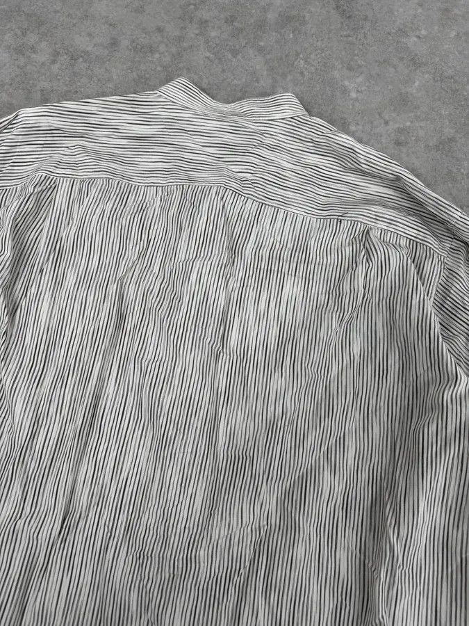Issey Miyake Issey Miyake White Striped Officier Collar Shirt Size US L / EU 52-54 / 3 - 6 Thumbnail