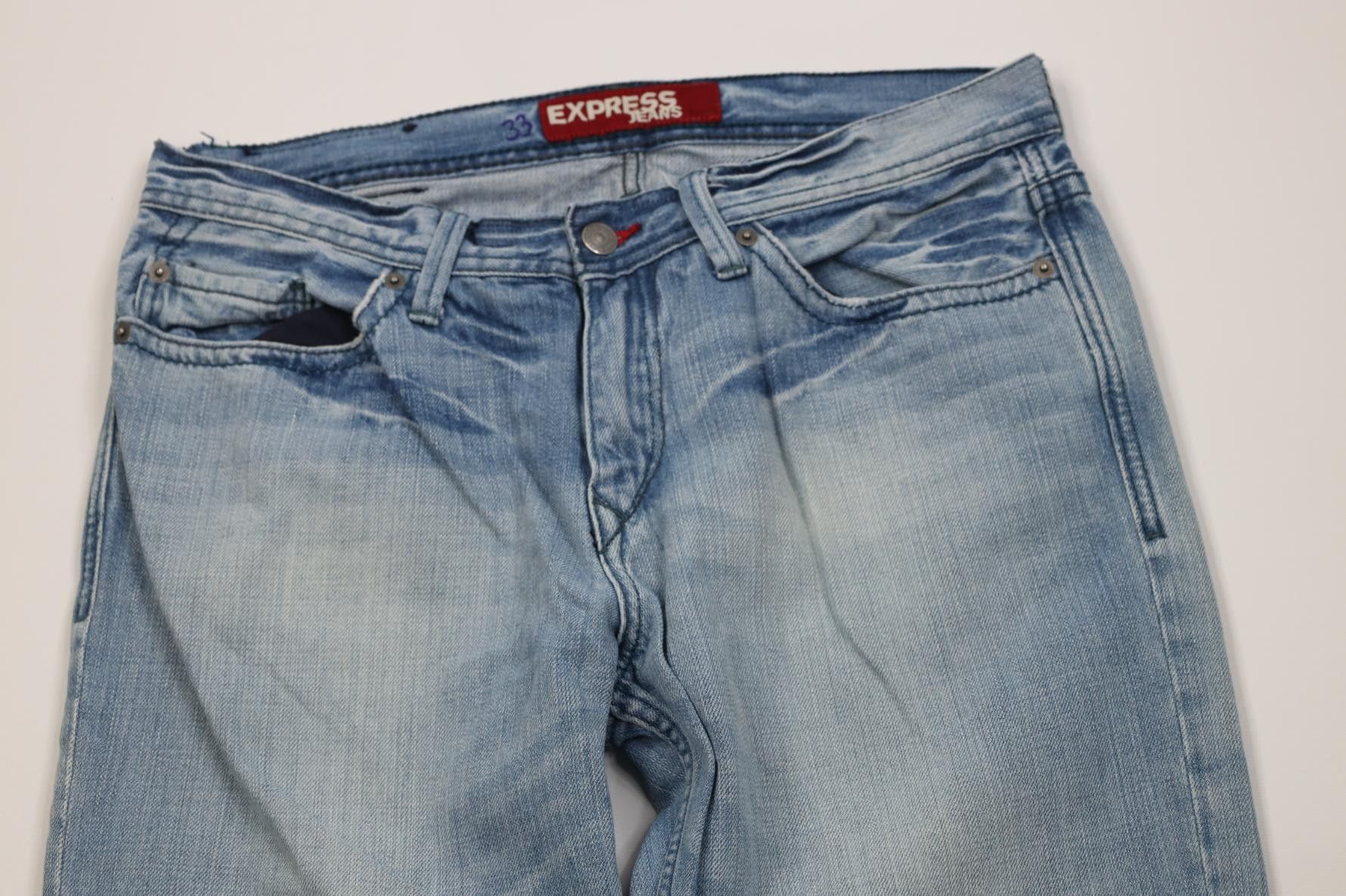 Express Vintage Y2K Express Slim Fit Boot Cut Wide Leg Denim Jeans Size US 33 - 2 Thumbnail