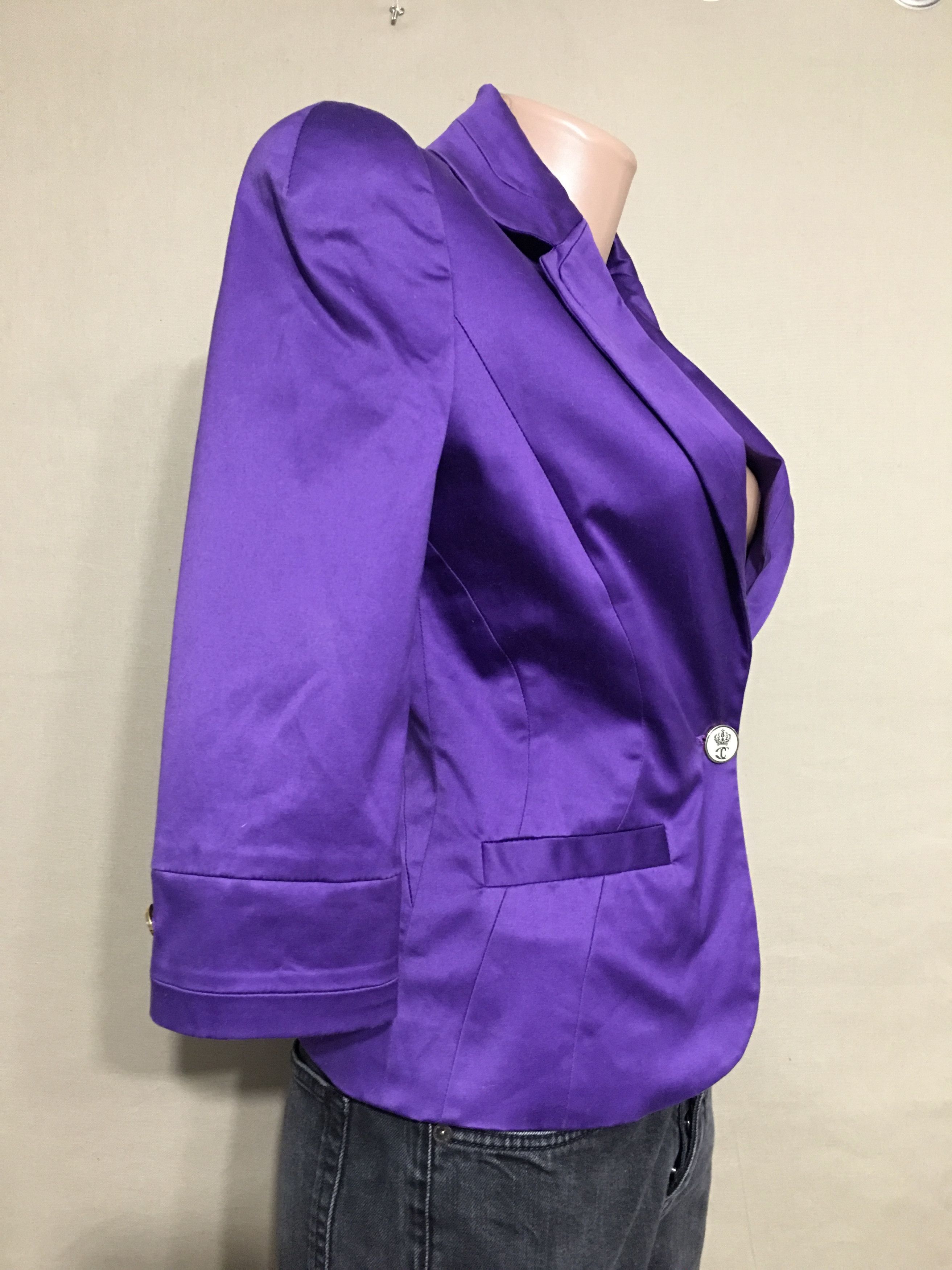 Just Cavalli Just Cavalli Purple Cotton Blend Satin Jacket Blazer IT40 Size S / US 4 / IT 40 - 4 Thumbnail