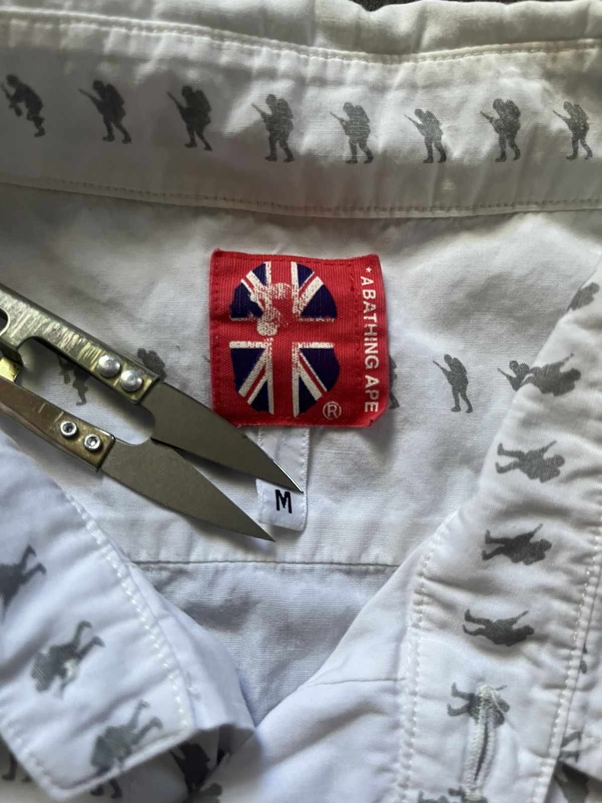 Bape A BATHING APE BAPE foot soldier striped AOP button up shirt Size US M / EU 48-50 / 2 - 3 Thumbnail
