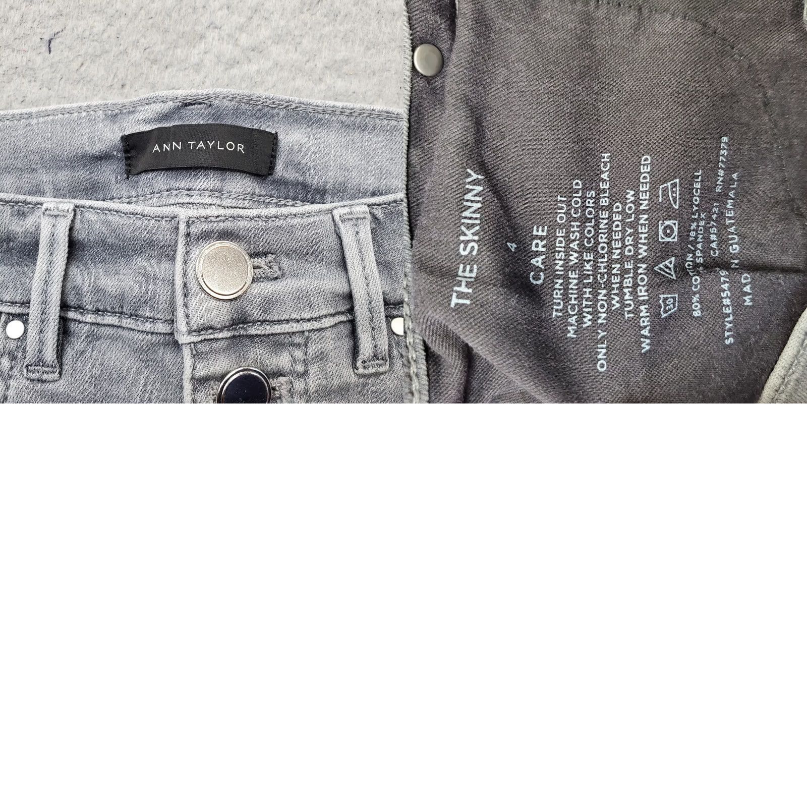 Ann Taylor Ann Taylor Cindy Crop Jeans Womens 4 Gray Denim High-Rise Skinny Leg Button Fly Jeans 4 Womens Gray Crop Skinny Straight? Size 27" / US 4 / IT 40 - 8 Thumbnail