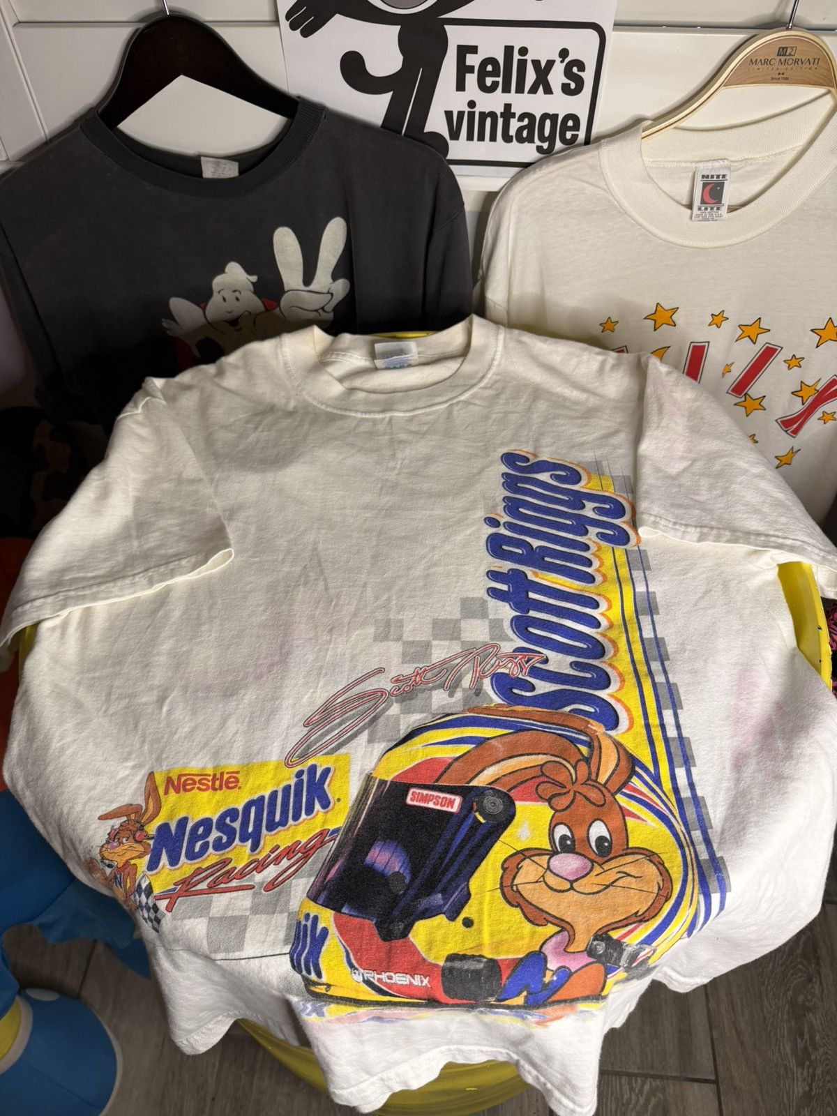 Vintage Vintage 1990s Nesquik Scott Riggs Racing shirt Size US L / EU 52-54 / 3 - 1 Thumbnail