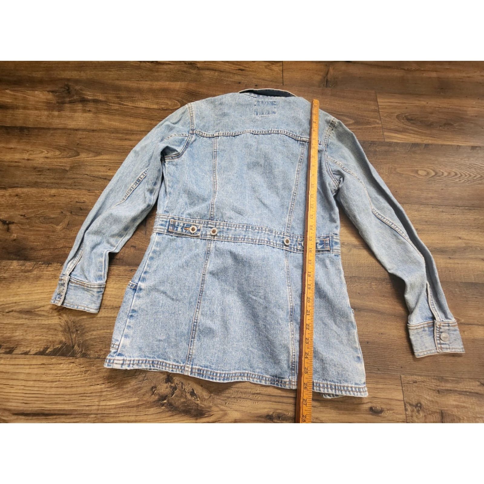 Levi's VINTAGE Levi's Womens S Blue Denim Trucker Long Jacket Silver Tab 90s Size 28" / US 6 / IT 42 - 4 Thumbnail