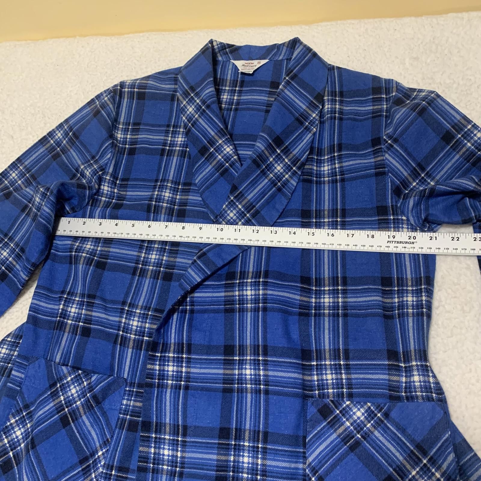 Other VTG 90s Harecourt Men's M Blue Plaid Cotton Robe with Belt Size ONE SIZE - 7 Thumbnail