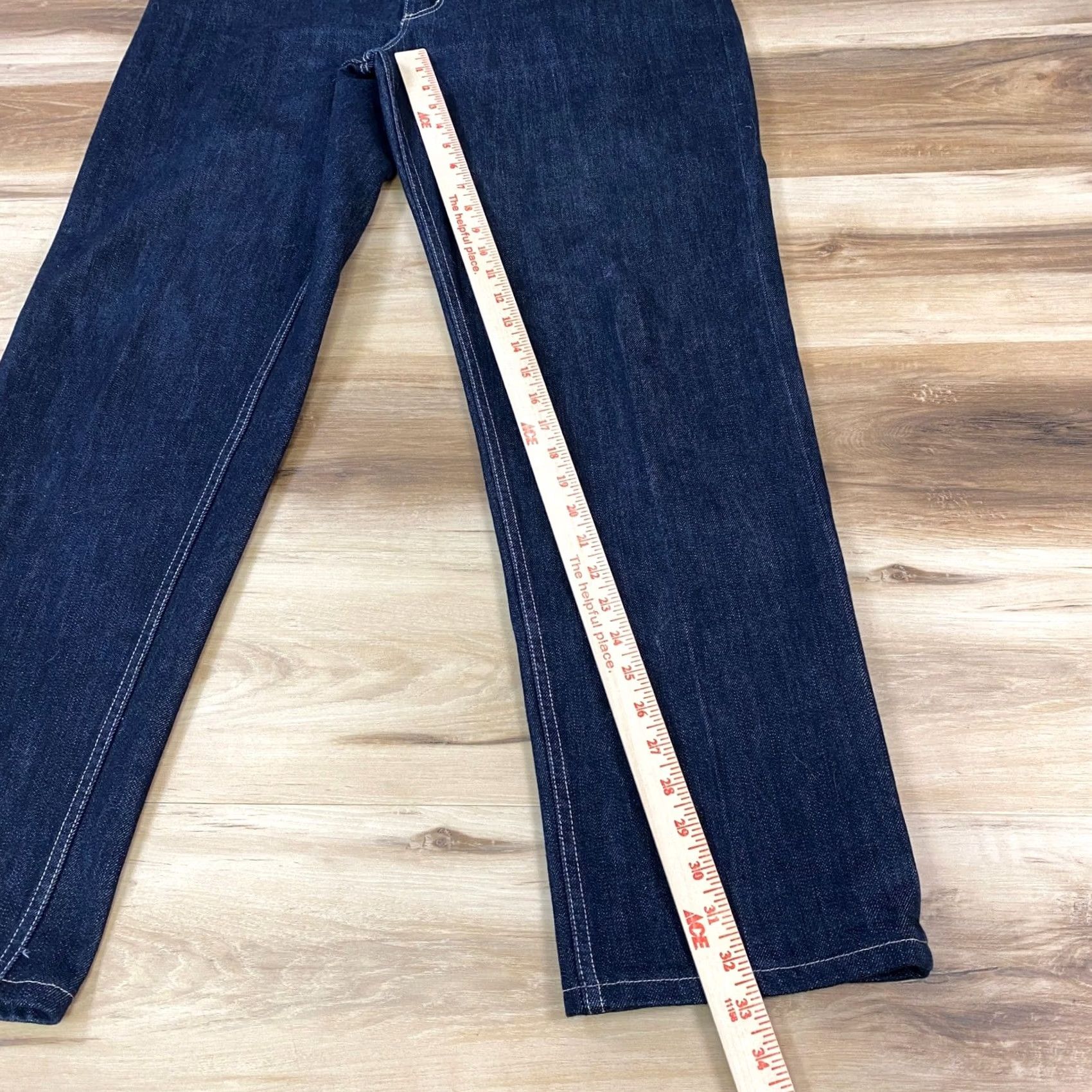 Lands' End Lands' End Jeans Men 37 Straight Black Dark Indigo Denim Classic Casual 5-Pocket Rise Mid 32 Inseam Blue Denim Size US 37 - 5 Thumbnail