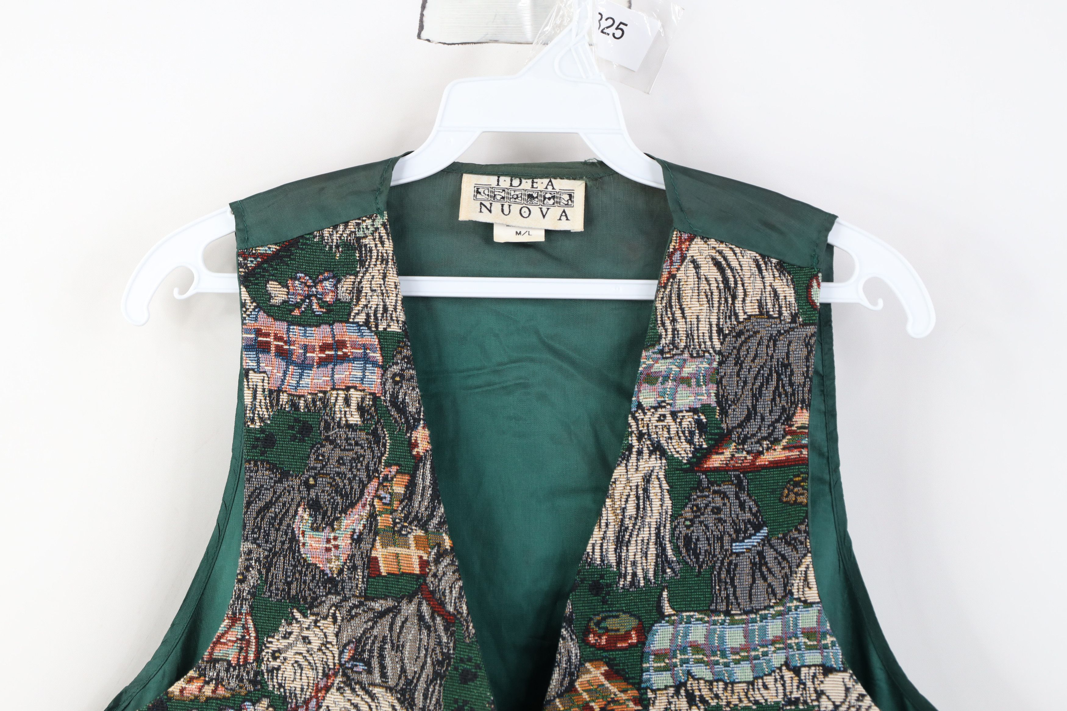 Vintage Vintage 90s Streetwear Needlepoint Dogs Tie Back Vest Jacket Size M / US 6-8 / IT 42-44 - 2 Thumbnail