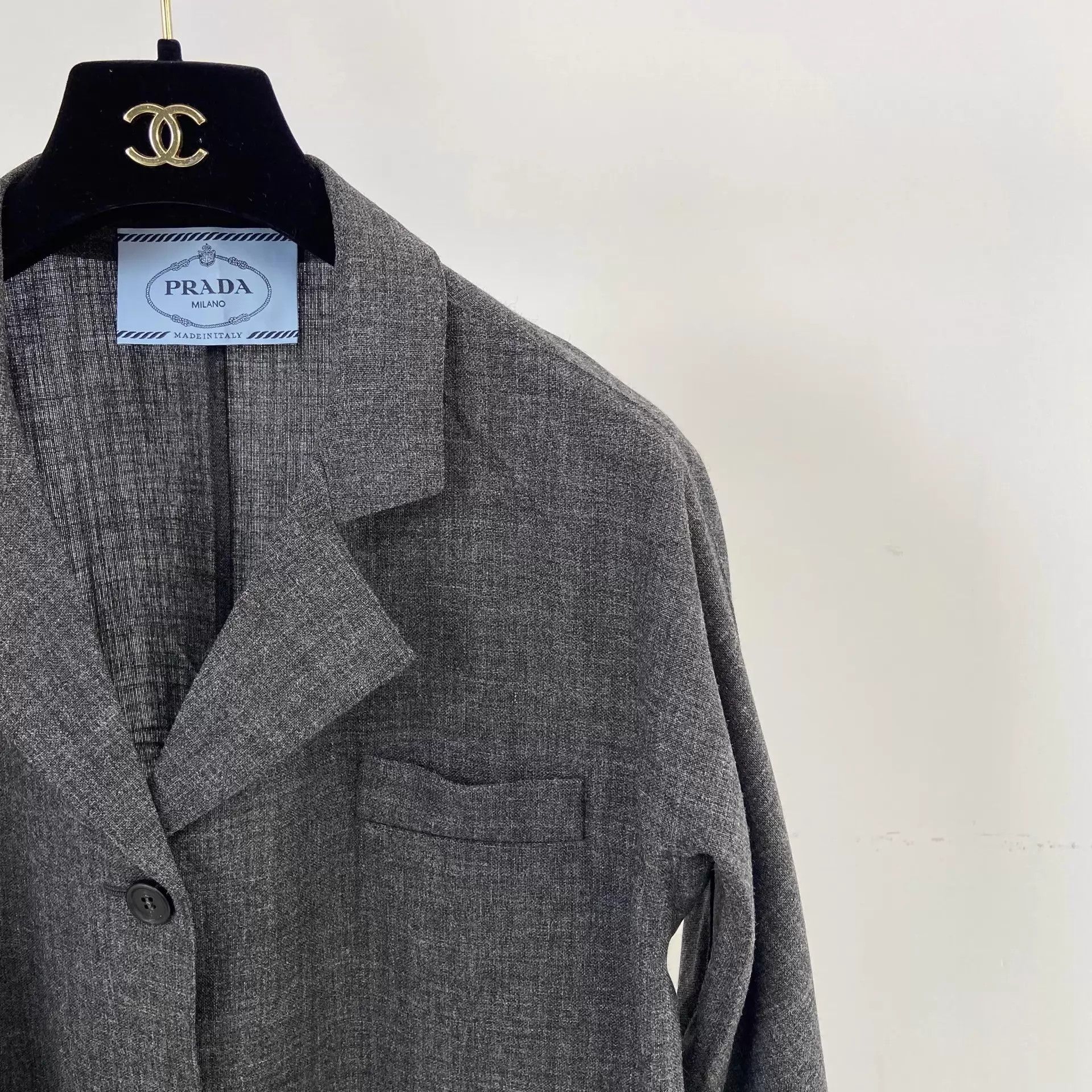 Prada Prada Dark Gray Blazer 40 Size S / US 4 / IT 40 - 3 Thumbnail