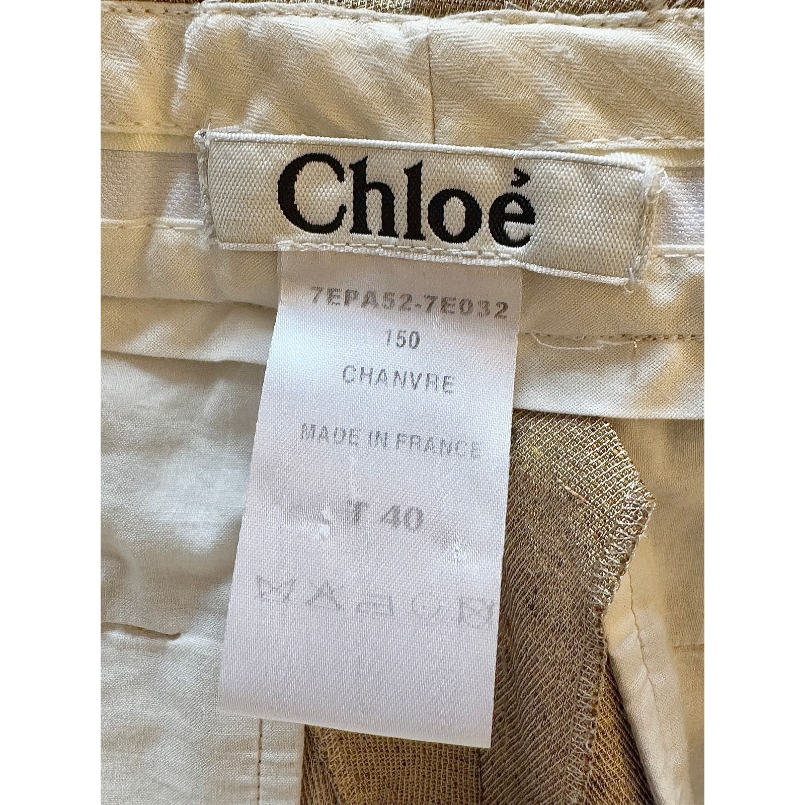 Chloe Chloé Women's Tan Plaid Militay Wool Wide Leg Pants Size 31" - 3 Thumbnail