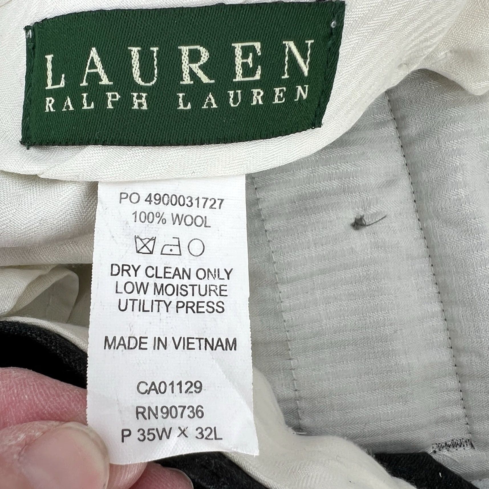 Ralph Lauren Lauren Ralph Lauren Dress Pants Mens 35x31 Charcoal Gray 100% Wool Slim Flat Front Zip Inseam 31 in Regular Color Gray Mens Dress Pants Size US 35 - 5 Thumbnail