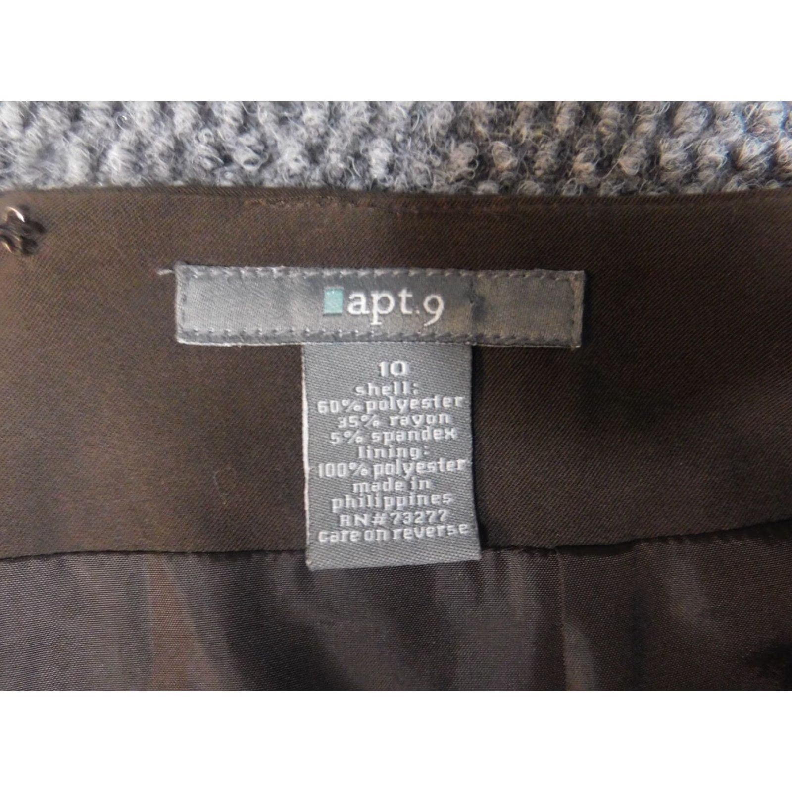 Apt. 9 Apt 9 Skirt Womens Knee Length A-Line Brown 10 Zip Lined Ruffle Knit Polyester Regular Rise Mid Block Pattern Solid Casual Vintage No Women/Skirt Size 32" / US 10 / IT 46 - 6 Thumbnail