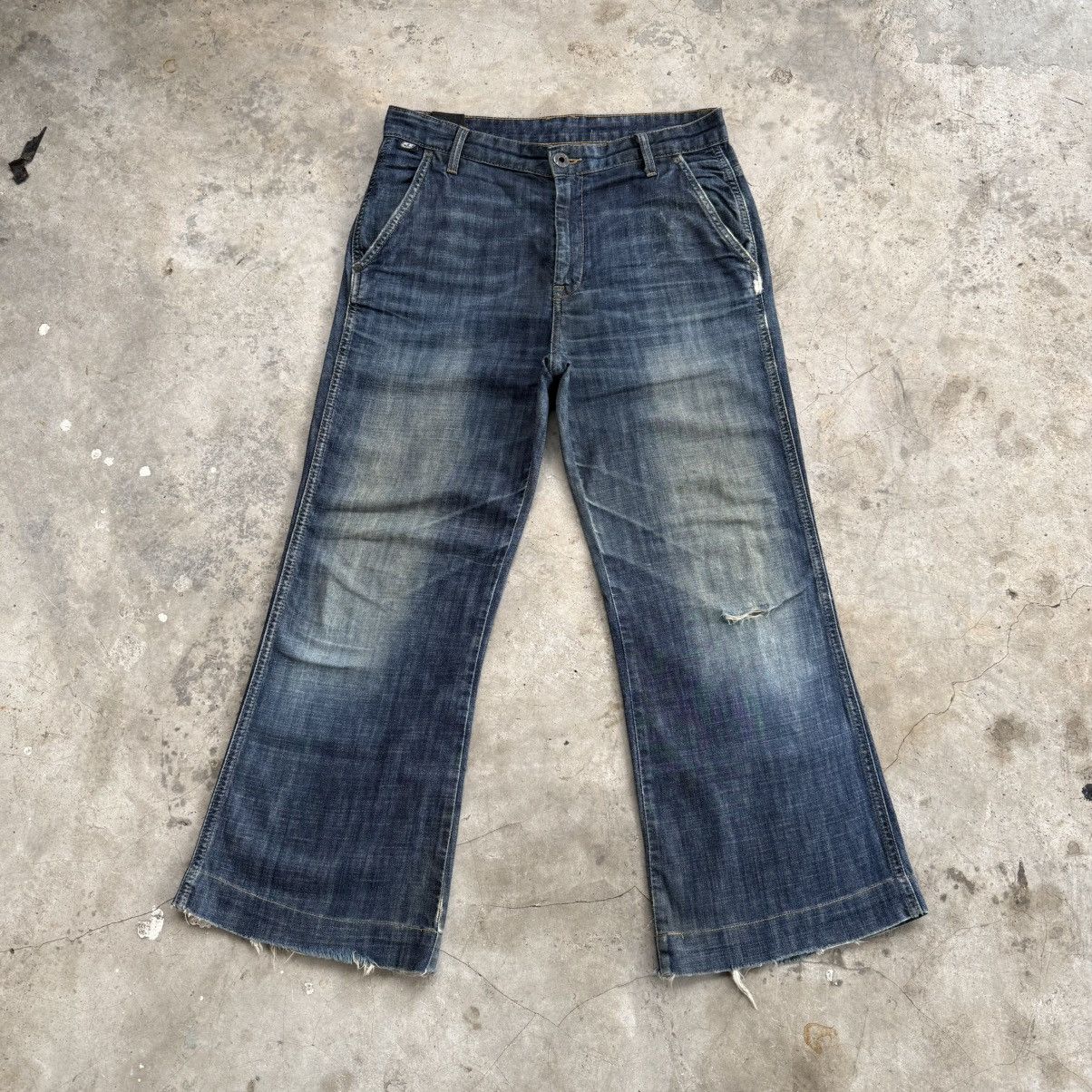 55DSL W33x27 Vintage 55DSL Flare Faded Denim Jean Pants Size US 33 - 1 Thumbnail