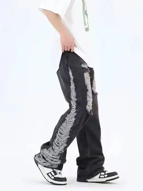 VIBE Baggy distressed black jeans Size US 34 / EU 50 - 3 Thumbnail