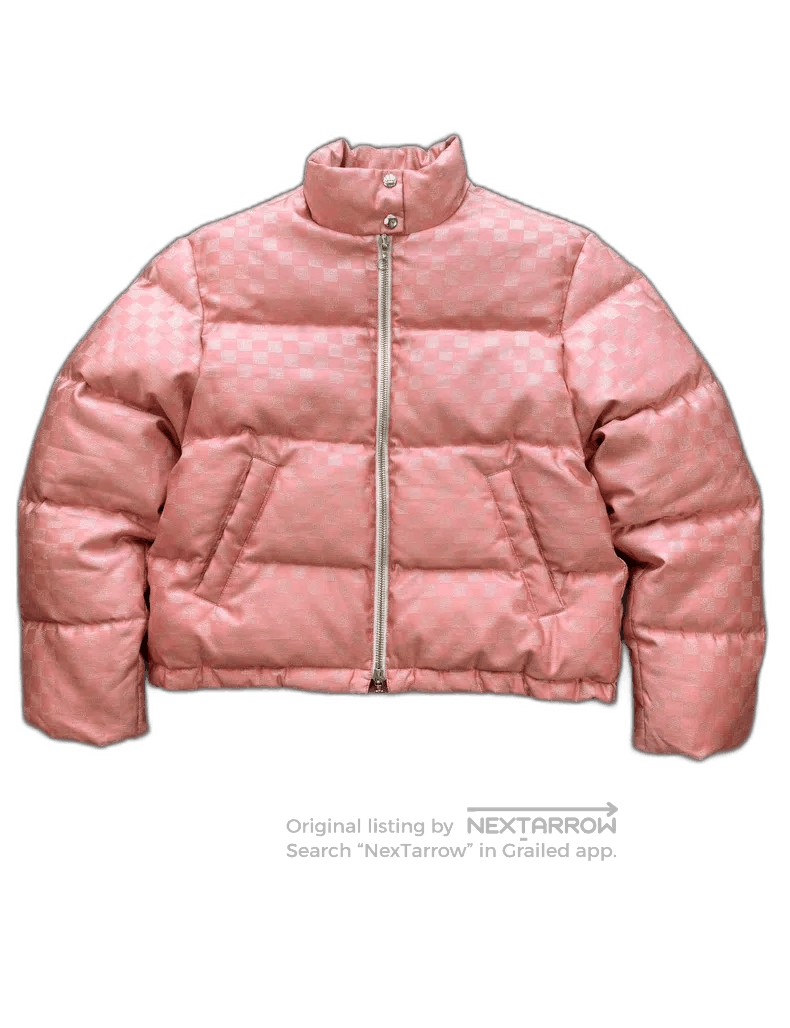 Louis Vuitton Pink Plaid Down Jacket.