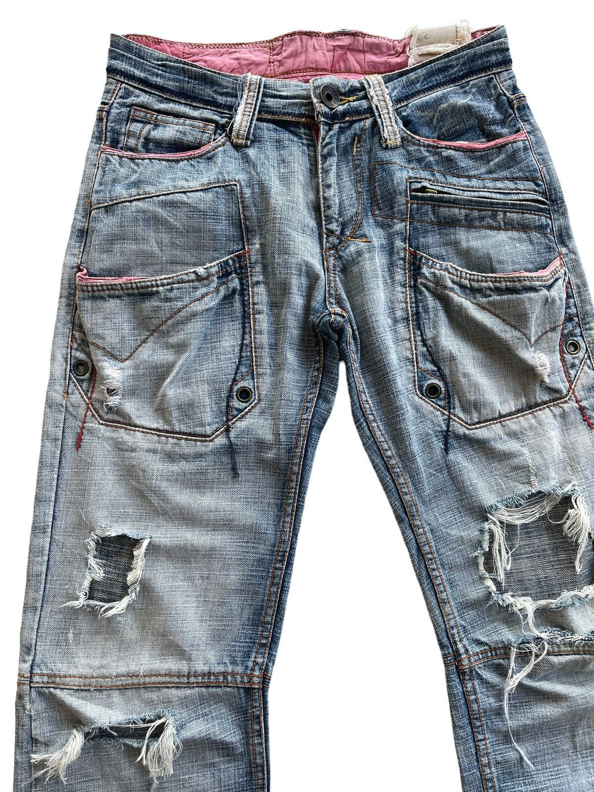 Japanese Brand Tough Jeansmith Curve Crazy Distressed Denim Size US 30 / EU 46 - 5 Thumbnail