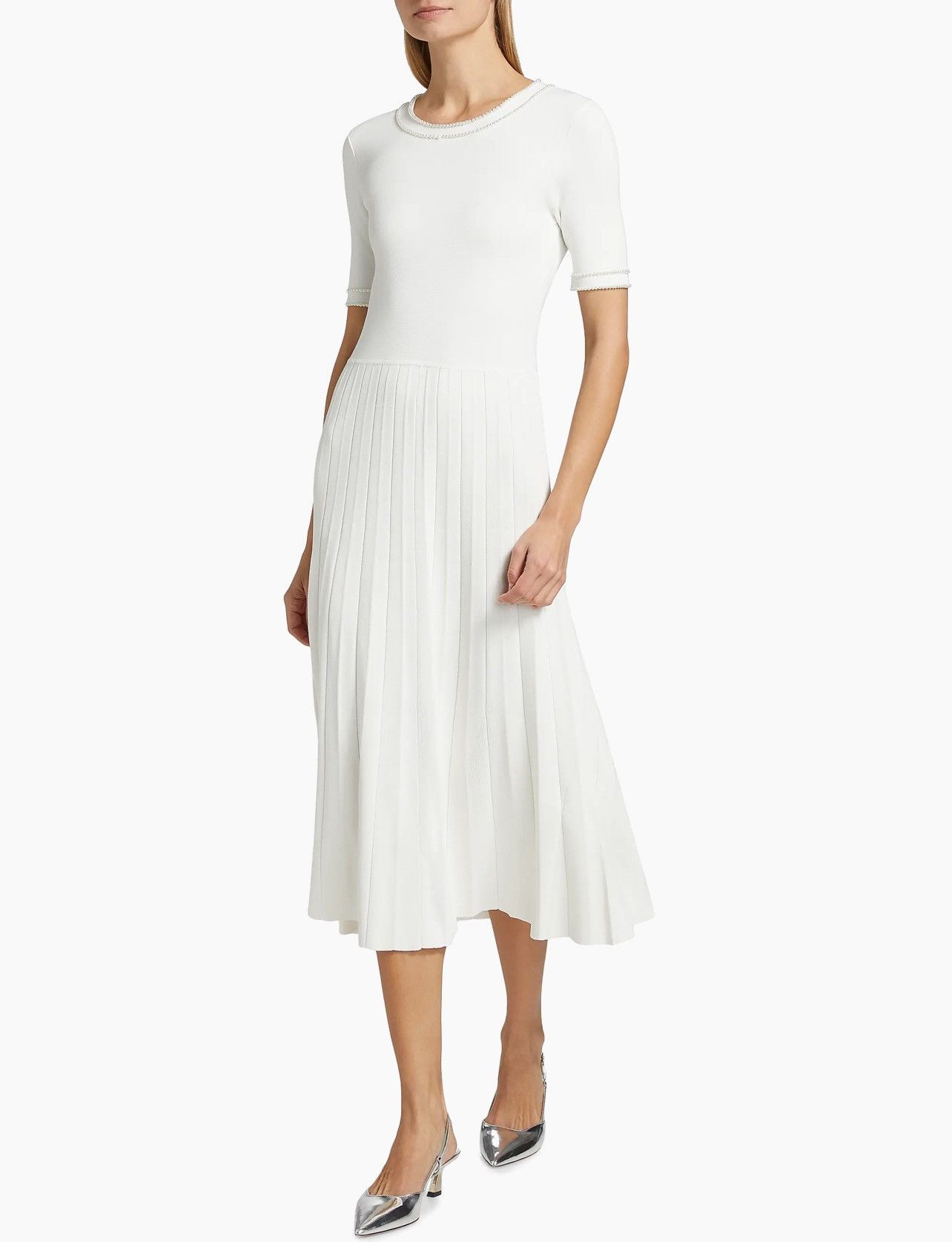 Elie Tahari Elie Tahari Pearl Embellished Knit Midi-Dress size M Size M / US 6-8 / IT 42-44 - 2 Thumbnail