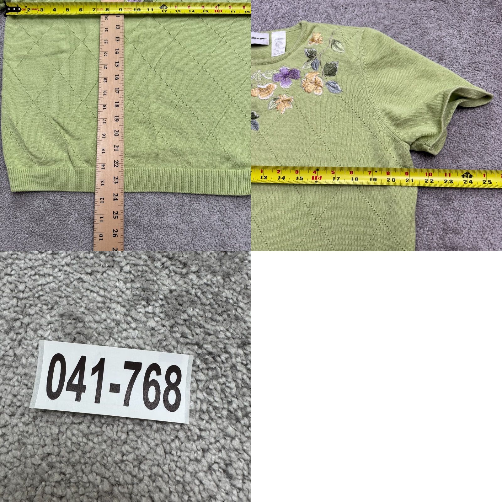 Vintage Alfred Dunner Embroidered Floral Short Sleeve Sweater Womens L Green Crew Neck Knit Pullover All Seasons Casual Bohemian Size L / US 10 / IT 46 - 8 Thumbnail