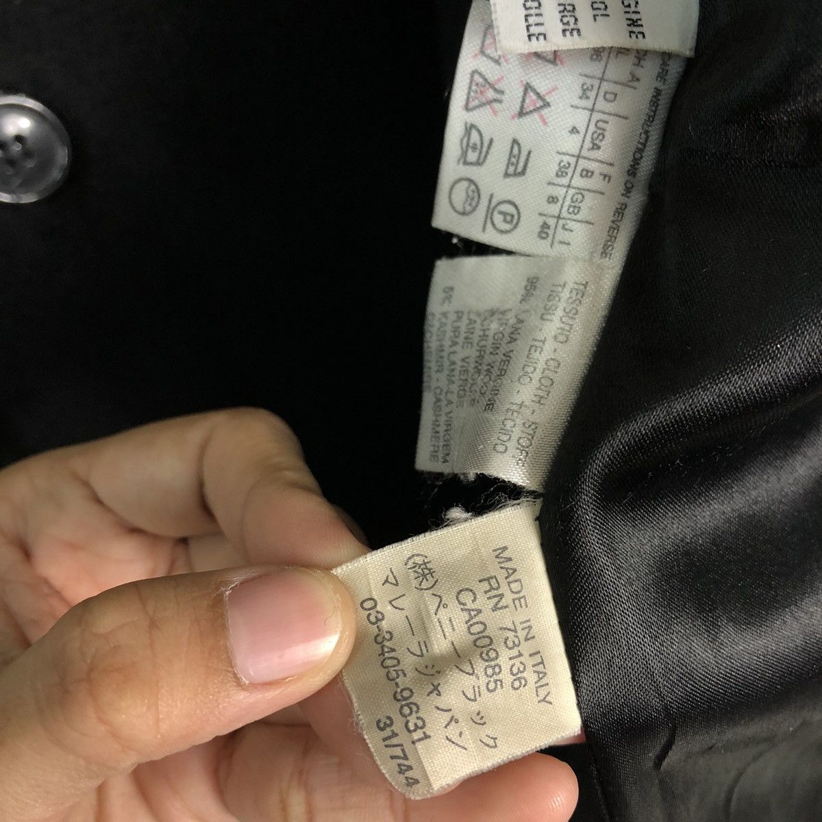 Japanese Brand 🔥Rich Black - Long Fly Coats Wool Herringbone Marella Size US M / EU 48-50 / 2 - 22 Thumbnail