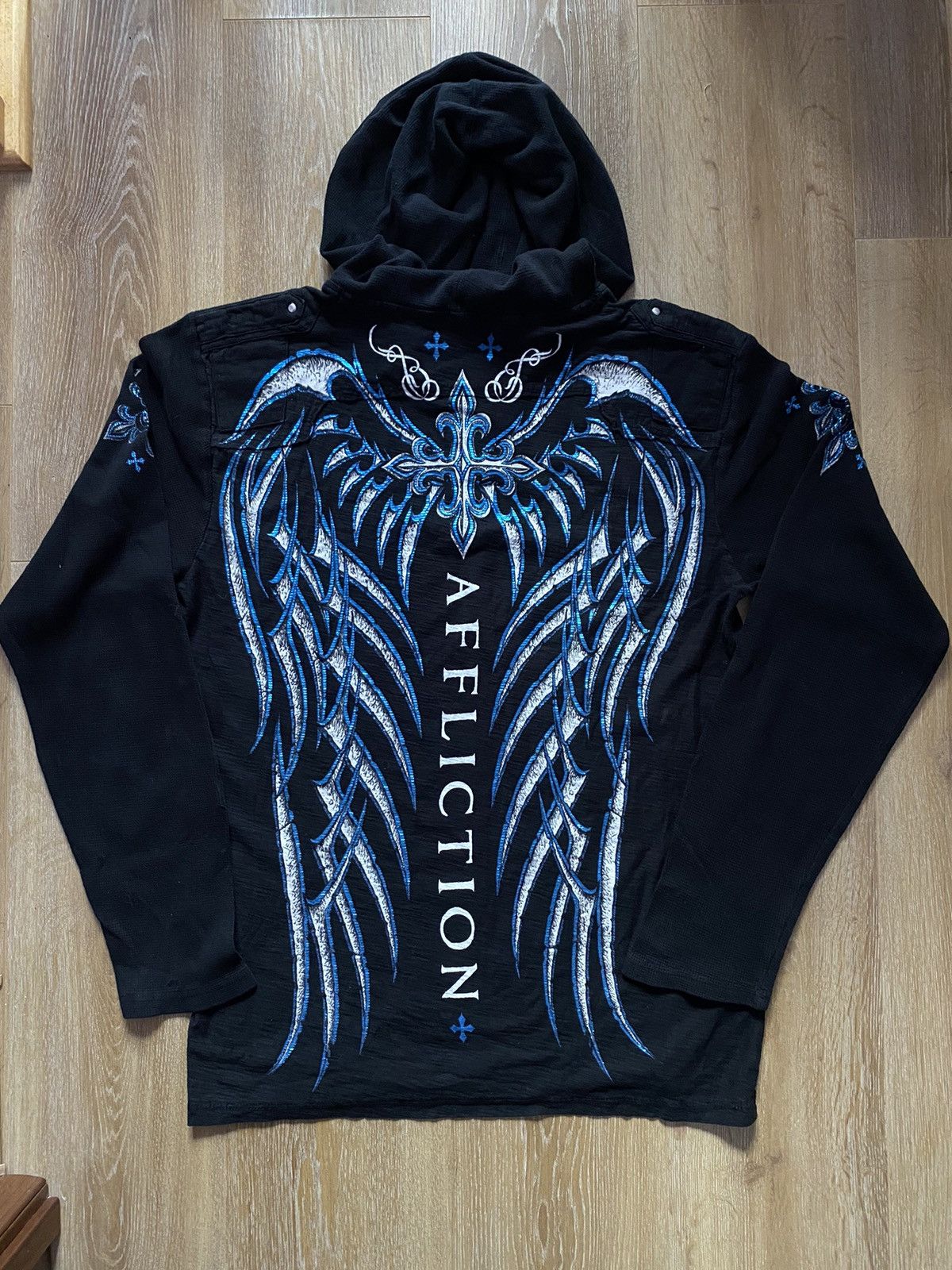 Affliction Affliction Live Fast T Shirt Long Sleeve Logo Spell Out Size US XL / EU 56 / 4 - 1 Thumbnail