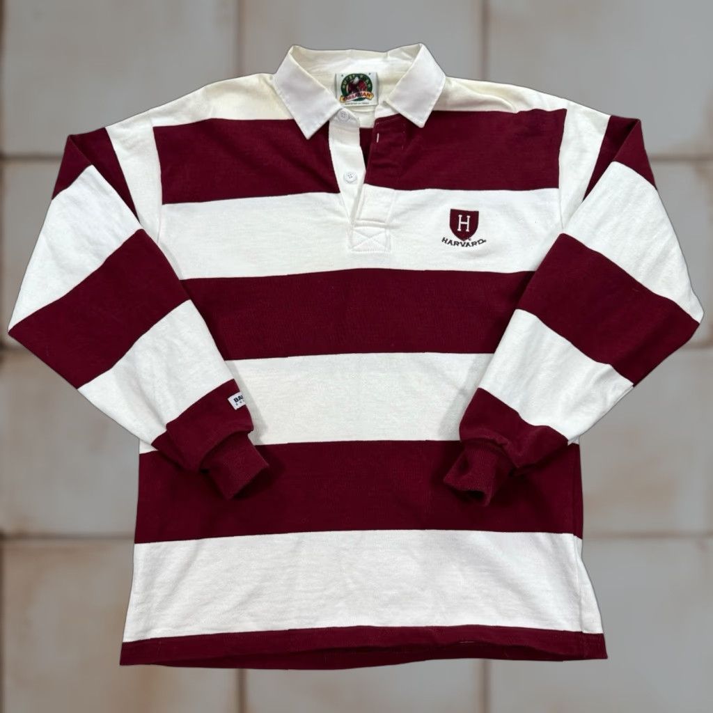 Barbarian VINTAGE Barbarian Shirt Men S Maroon Striped Rugby Polo Harvard Long Sleeve Y2K Size US S / EU 44-46 / 1 - 1 Thumbnail
